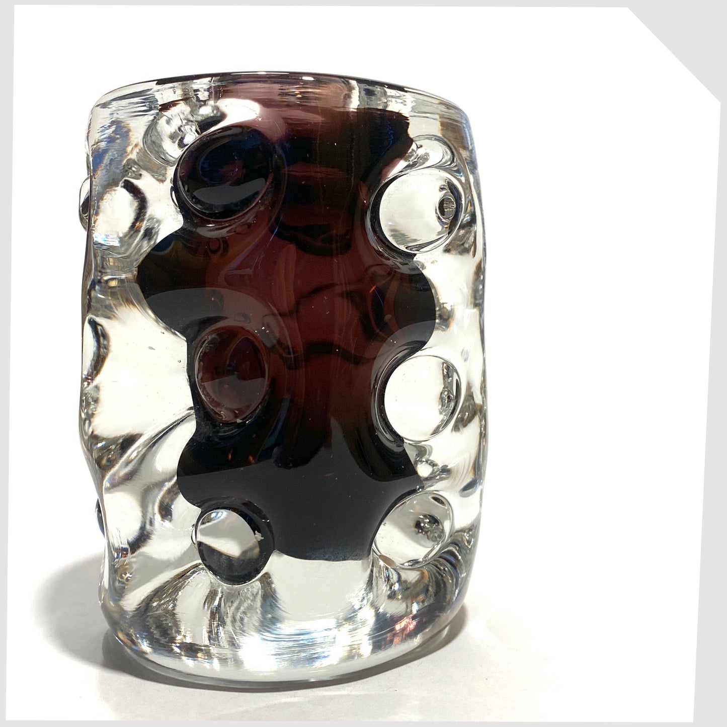 vintage Liskeard Glass Knobbly Vase in cased purple glass, designed by Jim Dyer