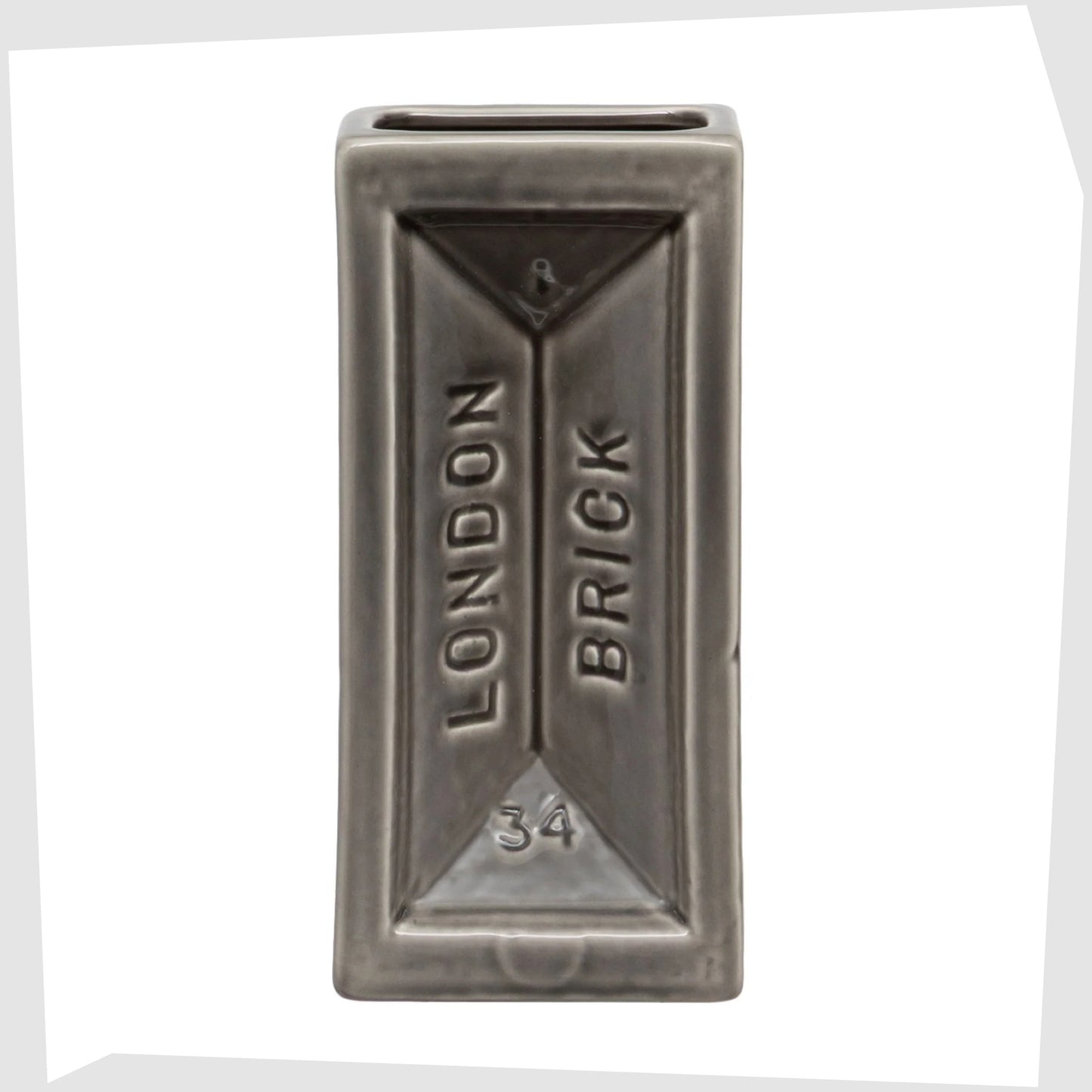 london brick-shaped ceramic vase in grey, made by stolen form