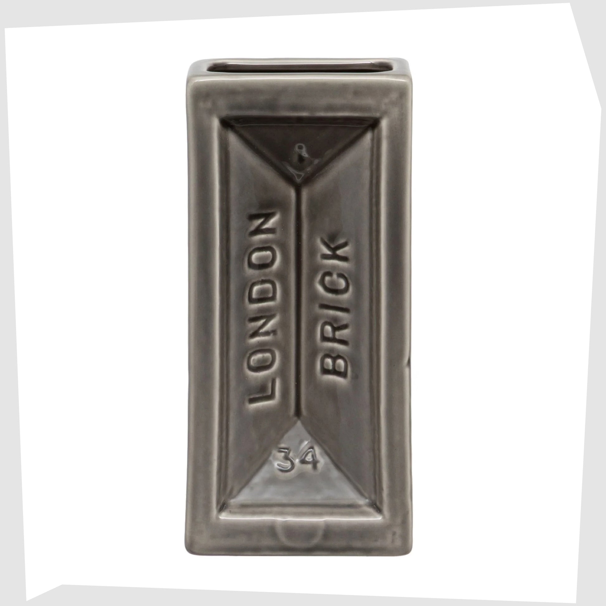 london brick-shaped ceramic vase in grey, made by stolen form