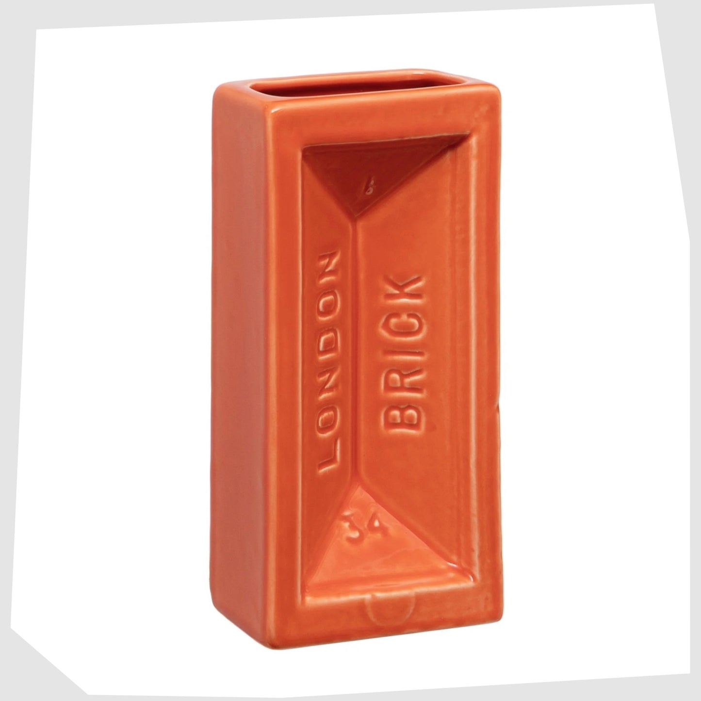 London Brick Vase in bold orange glaze by Stolen Form