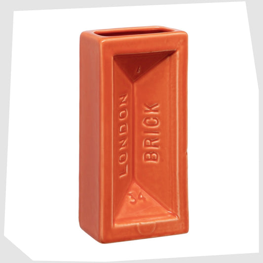 London Brick Vase in bold orange glaze by Stolen Form