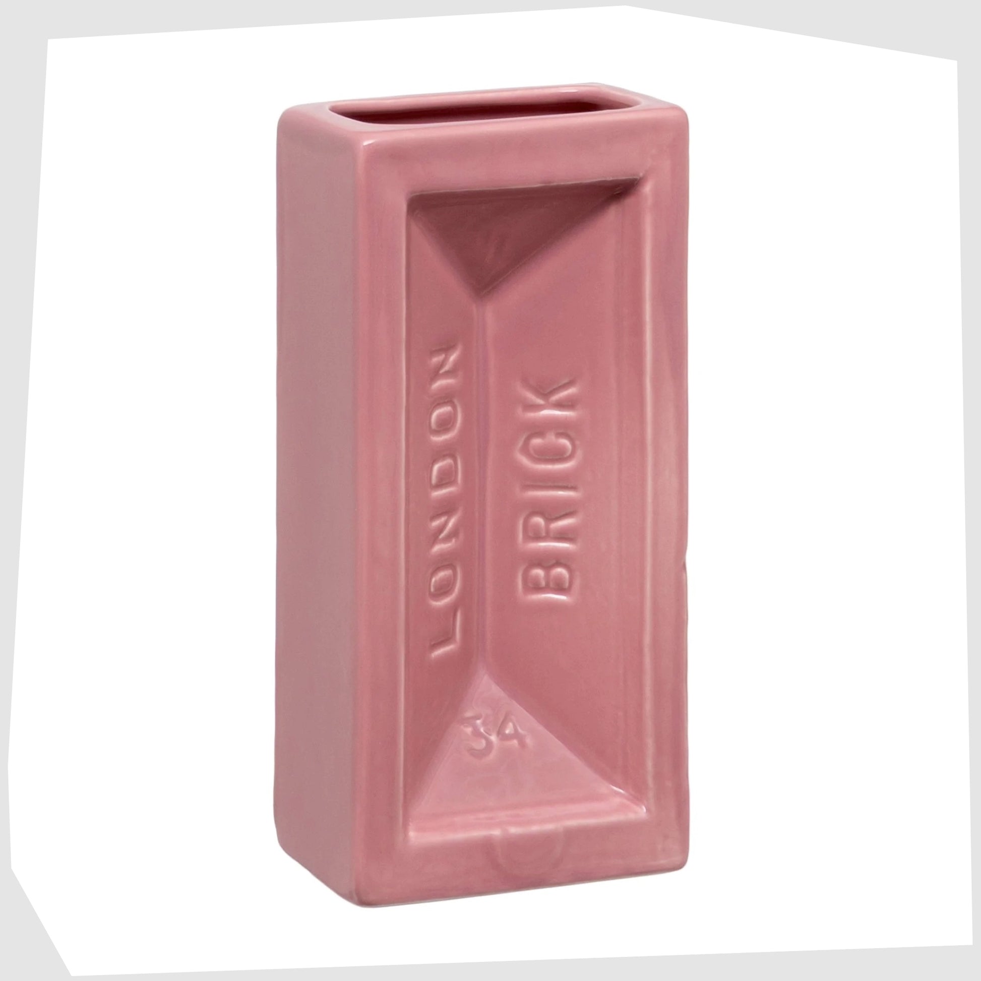 london brick vase in pastel pink glaze by Stolen Form