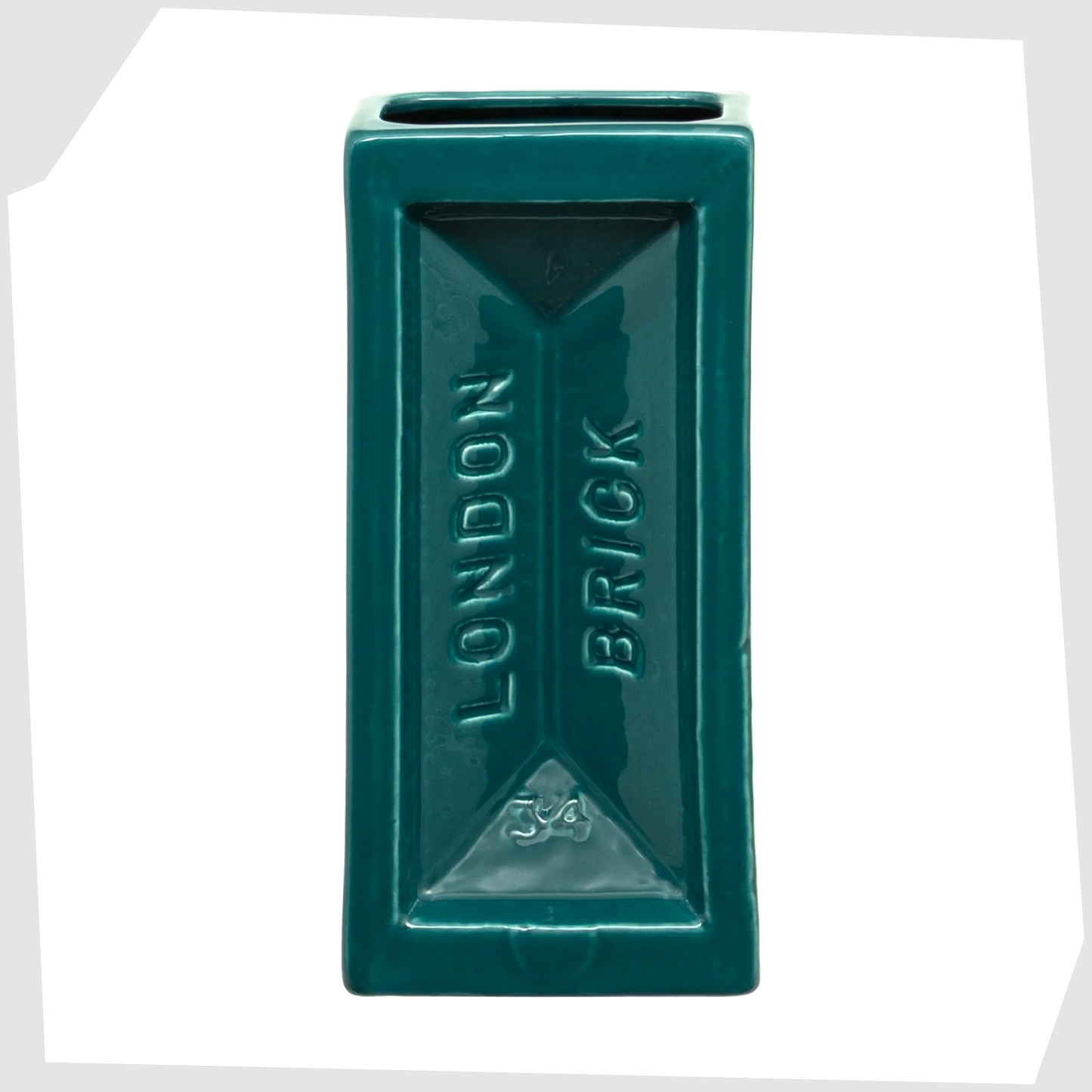 London Brick Ceramic Vase in bold teal glaze by Stolen Form