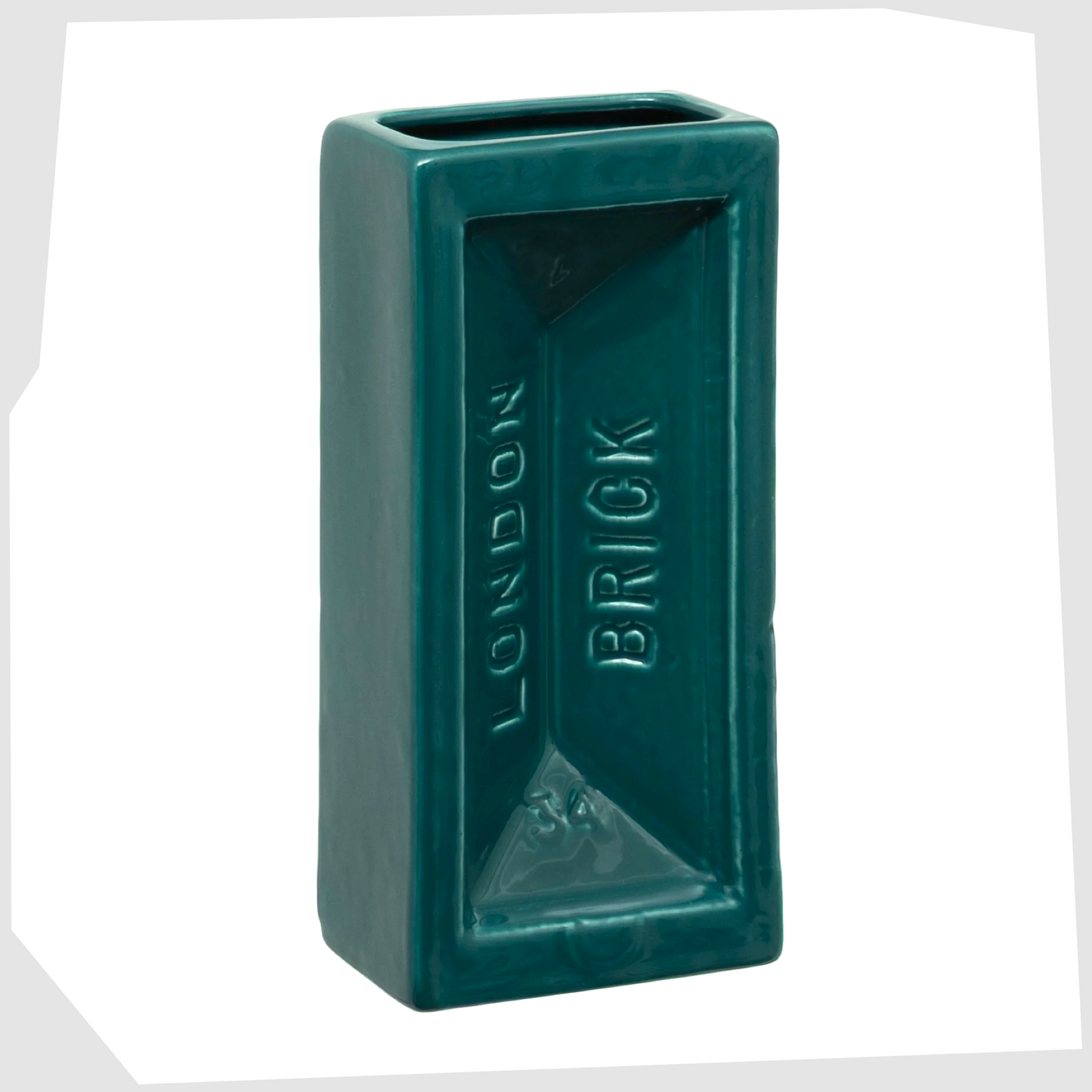 London Brick Vase in bold teal glaze by Stolen Form