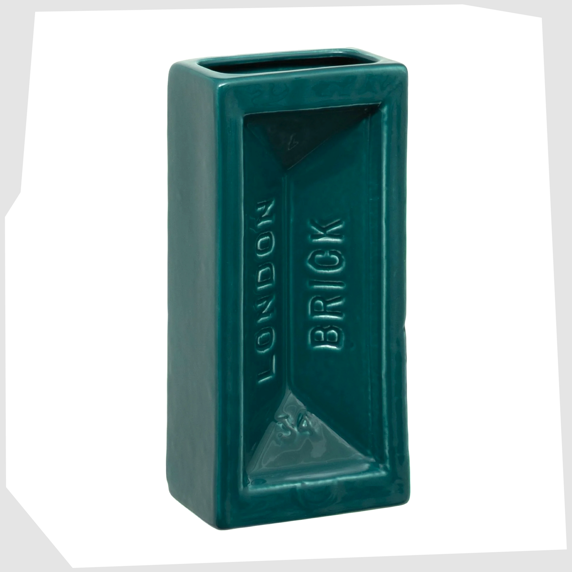 London Brick Vase in bold teal glaze by Stolen Form