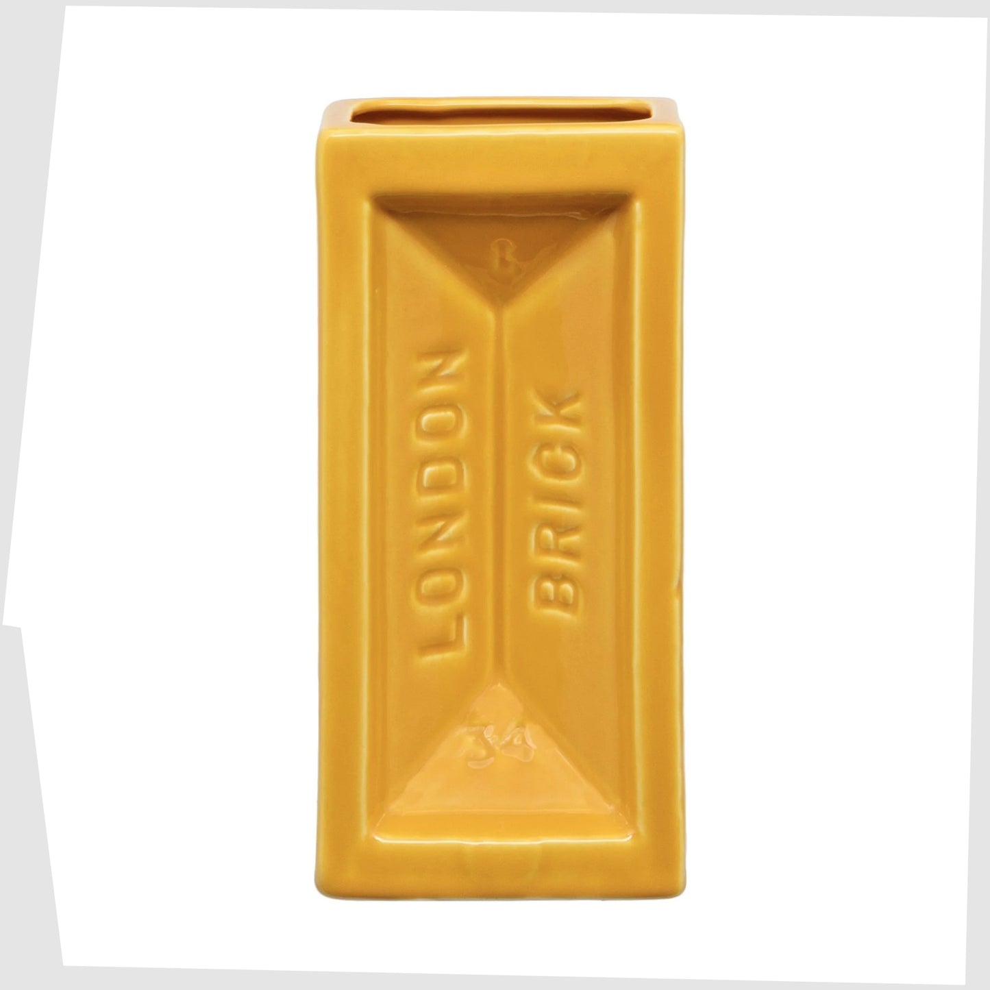 front of the london brick vase in yellow glaze