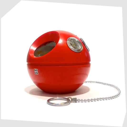 vintage national panasonic panapet radio in red with silver carry chain