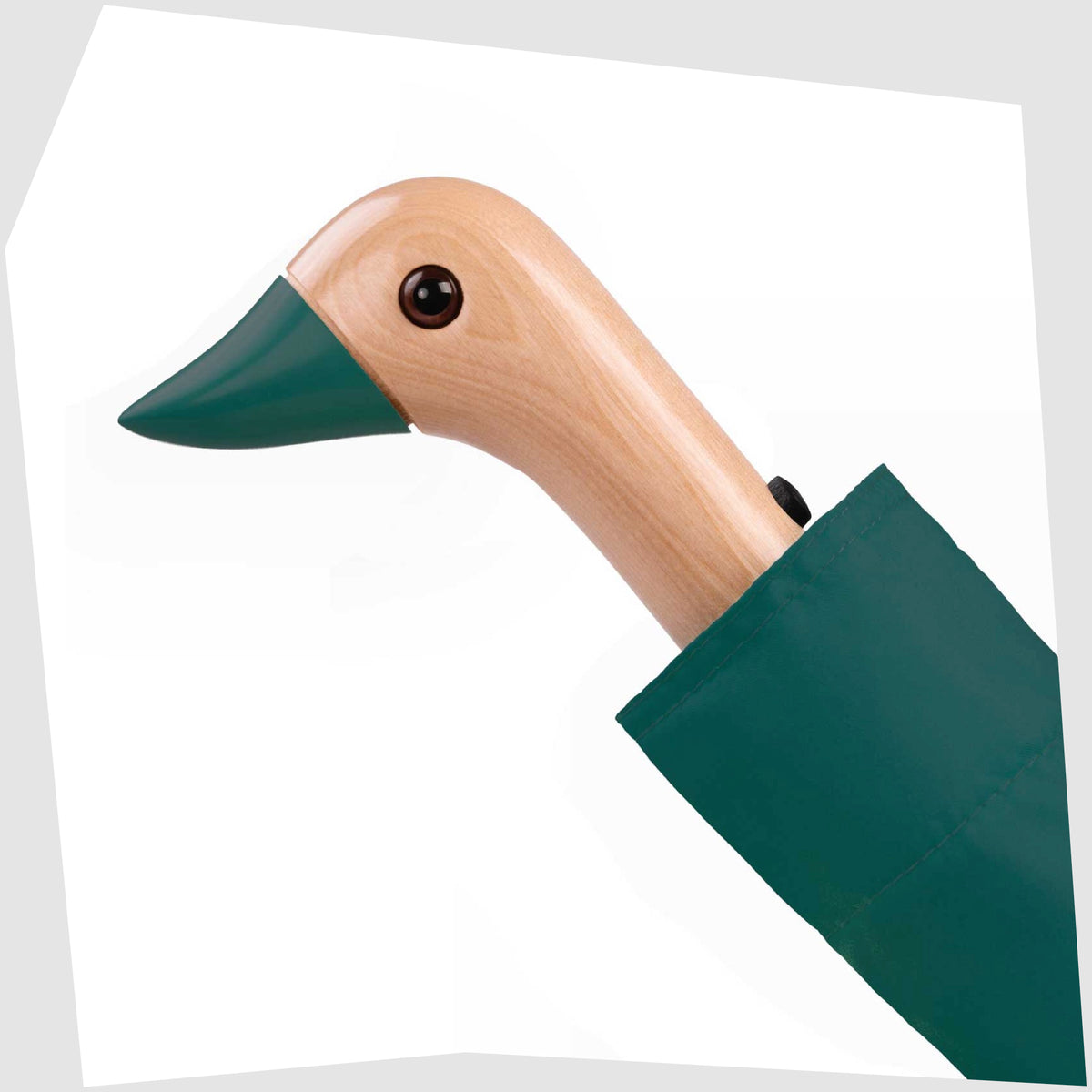 Close up of the Original Duckhead Umbrella in Forest Green, shown on a white background