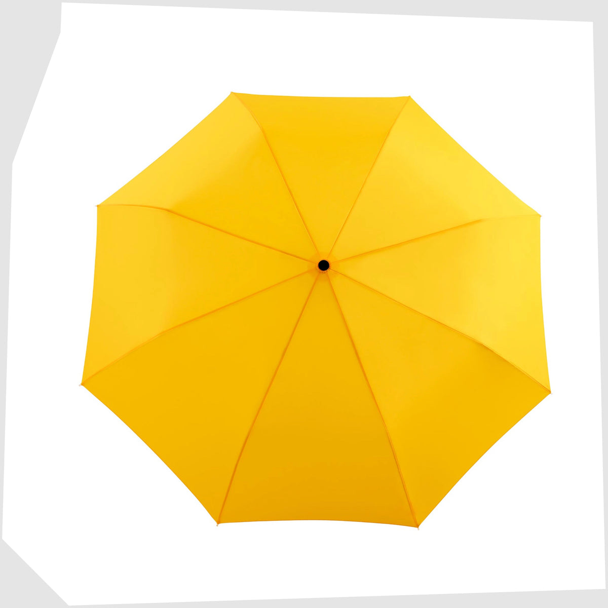 Top view of the open canopy of the Original Duckhead Umbrella in yellow, shown on a white background
