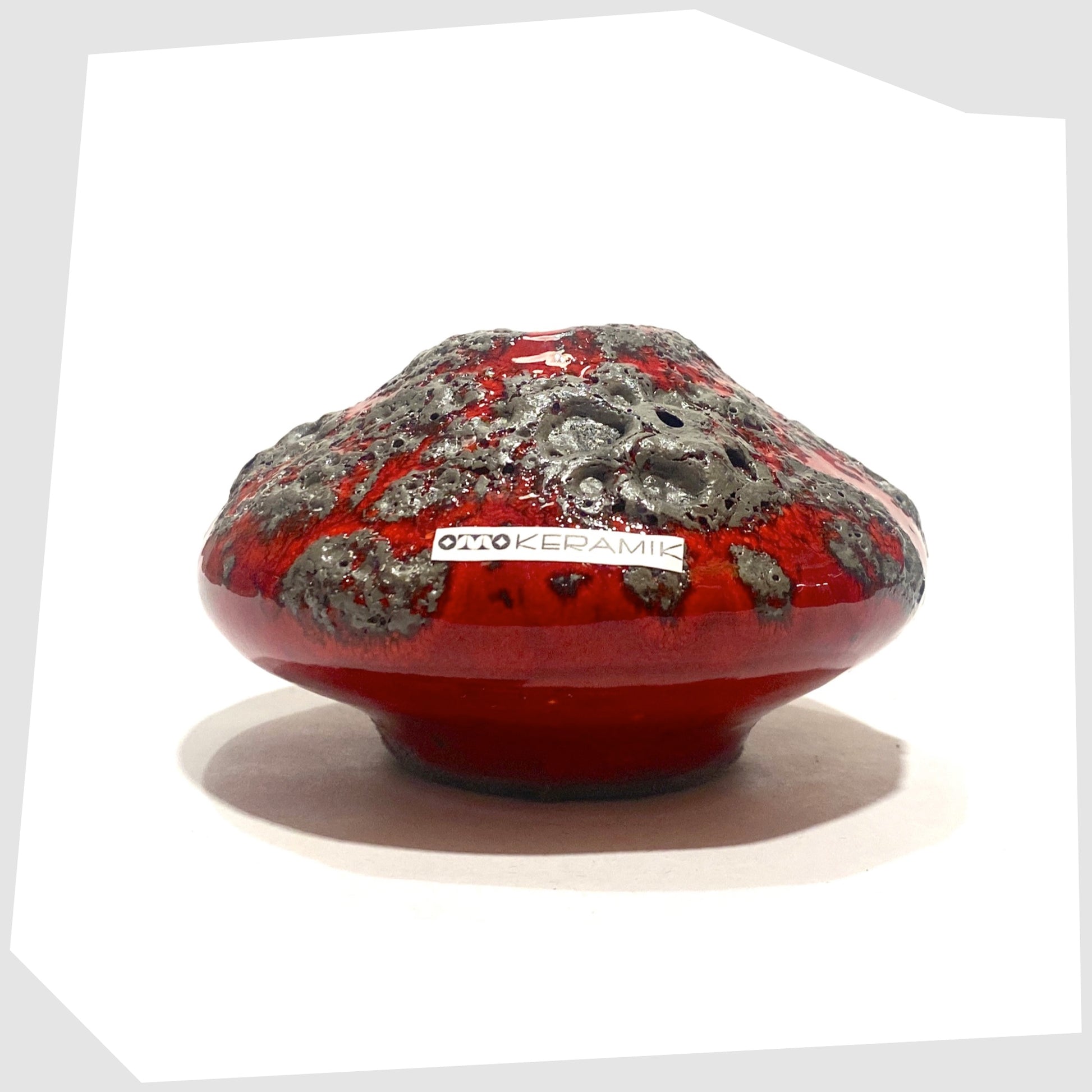 Otto Keramik 203S Vase in rich red with textured fat lava glaze