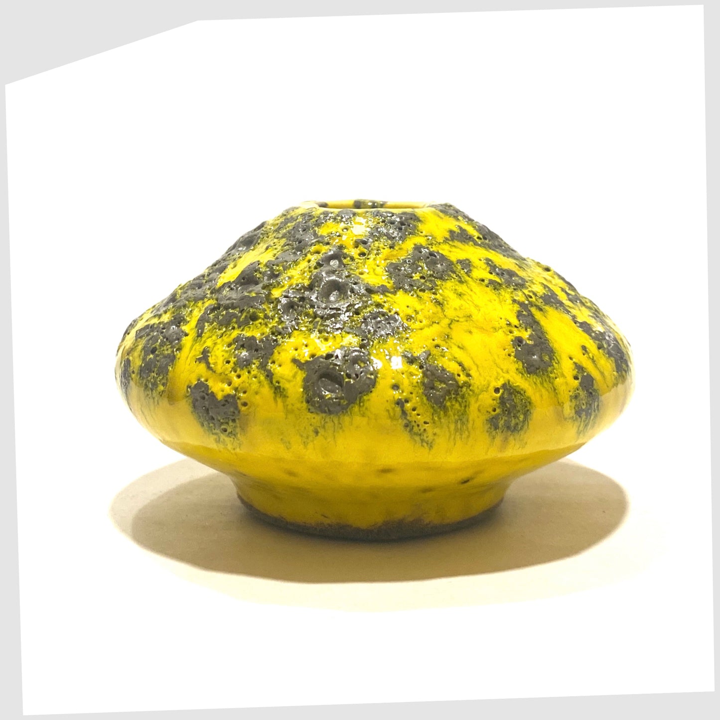 Otto Keramik 203 Small Vase in Yellow with grey fat lava glaze