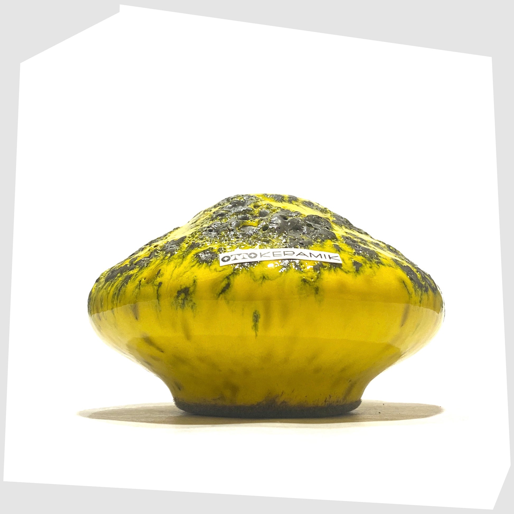 Otto Keramik 203S Vase in Yellow with grey fat lava glaze