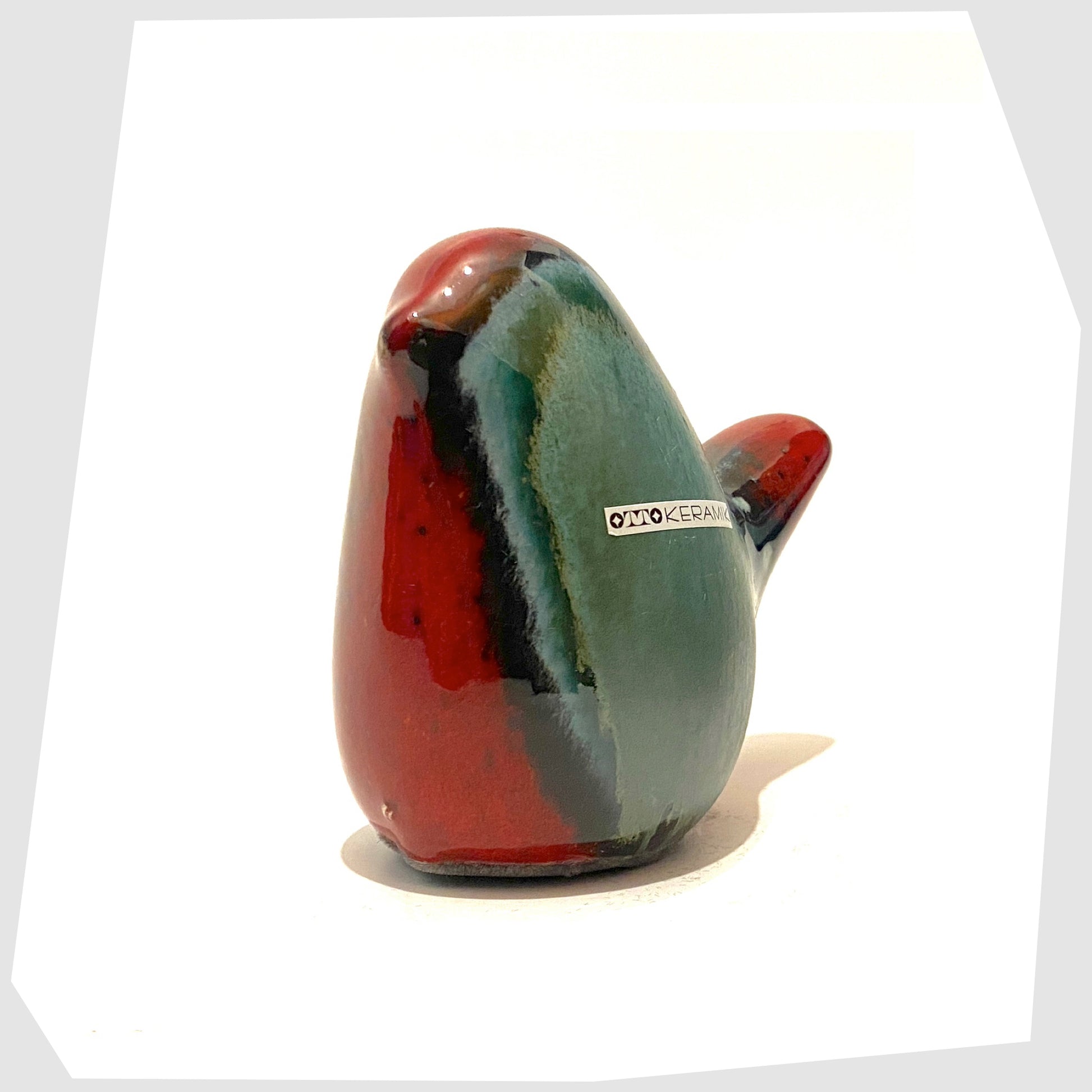 ceramic-bird-ornament-in-red-and-sea-green-drip-glazing-by-otto-keramik-germany