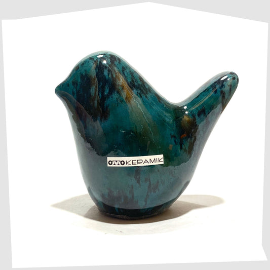 otto keramik ceramic bird sculpture in ecuador glaze of teal and black