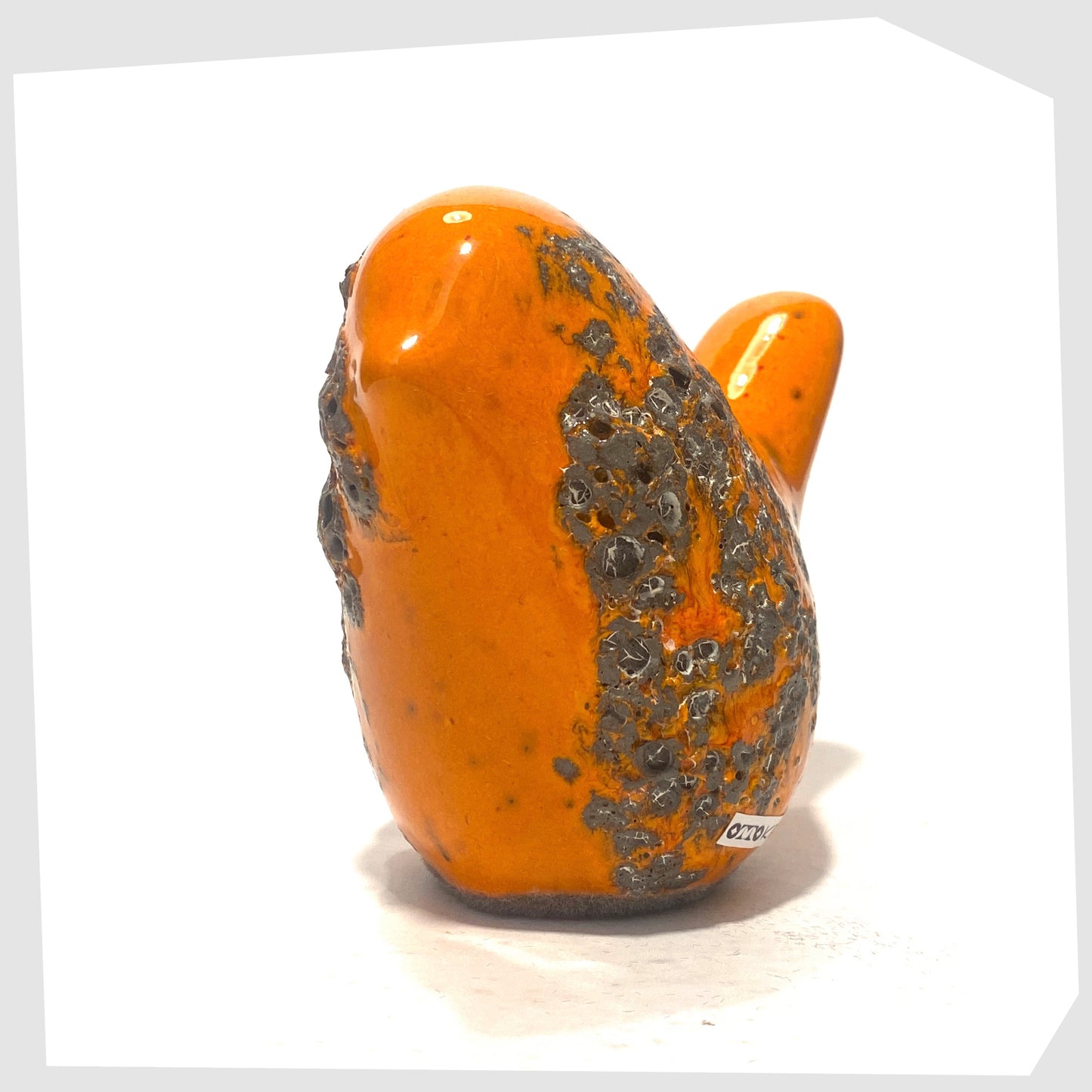 otto keramik ceramic bird in orange with fat lava glaze