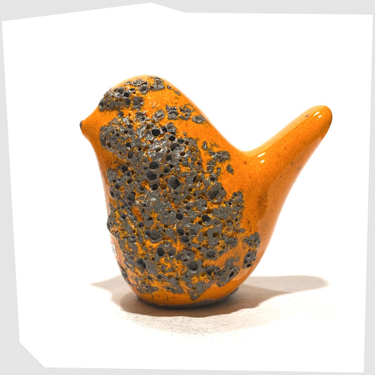 otto keramik bird in orange with fat lava glaze