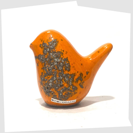 otto keramik bird in orange with fat lava glaze