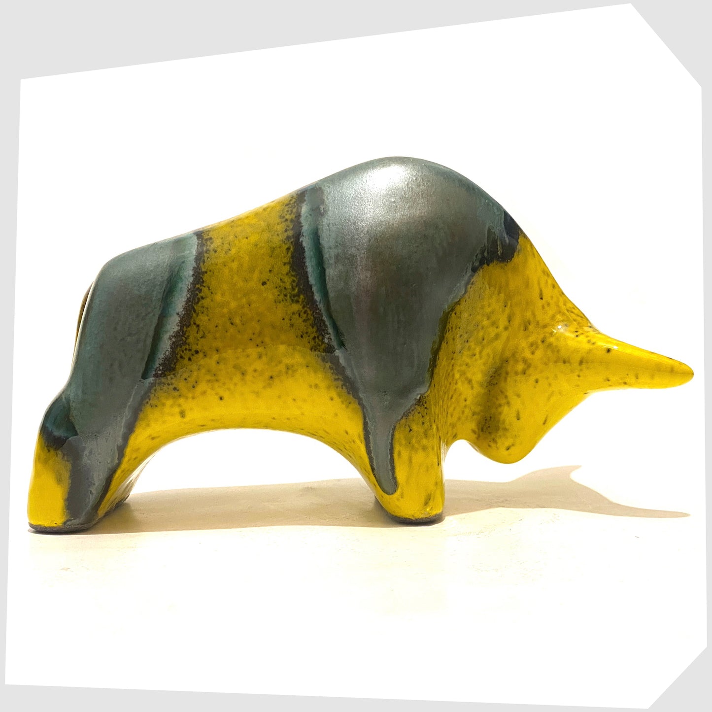 west-german-pottery-ceramic-bull-by-otto-keramik-in-brazil-glaze-of-yellow-and-green