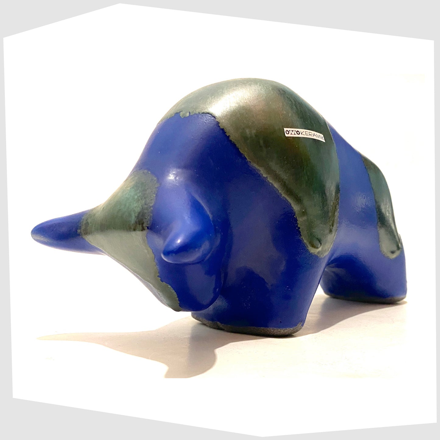 otto-keramik-bull-in-blue-and-sea-green-drip-glazing