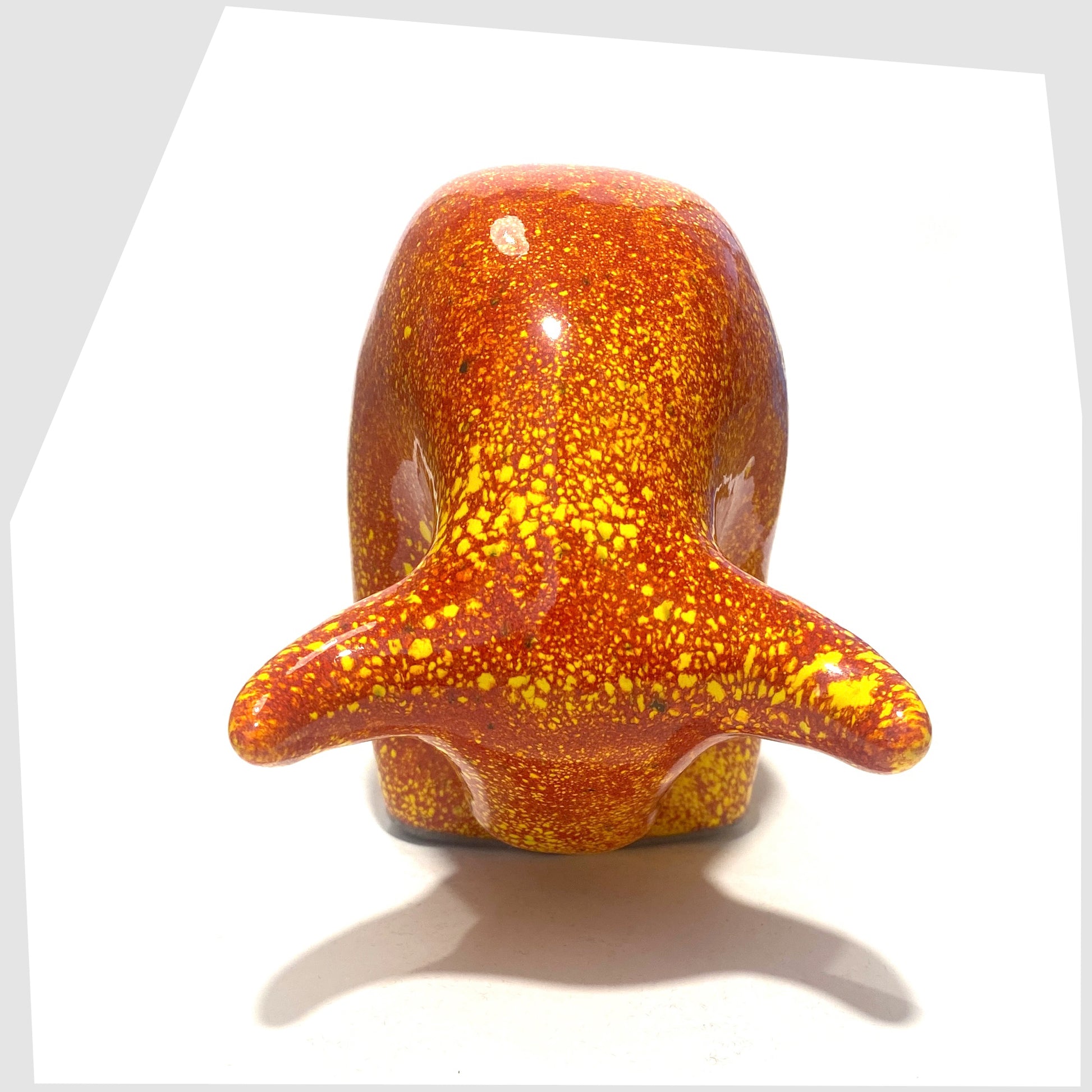 front horns of the Otto Keramik Bull in fire glaze finish