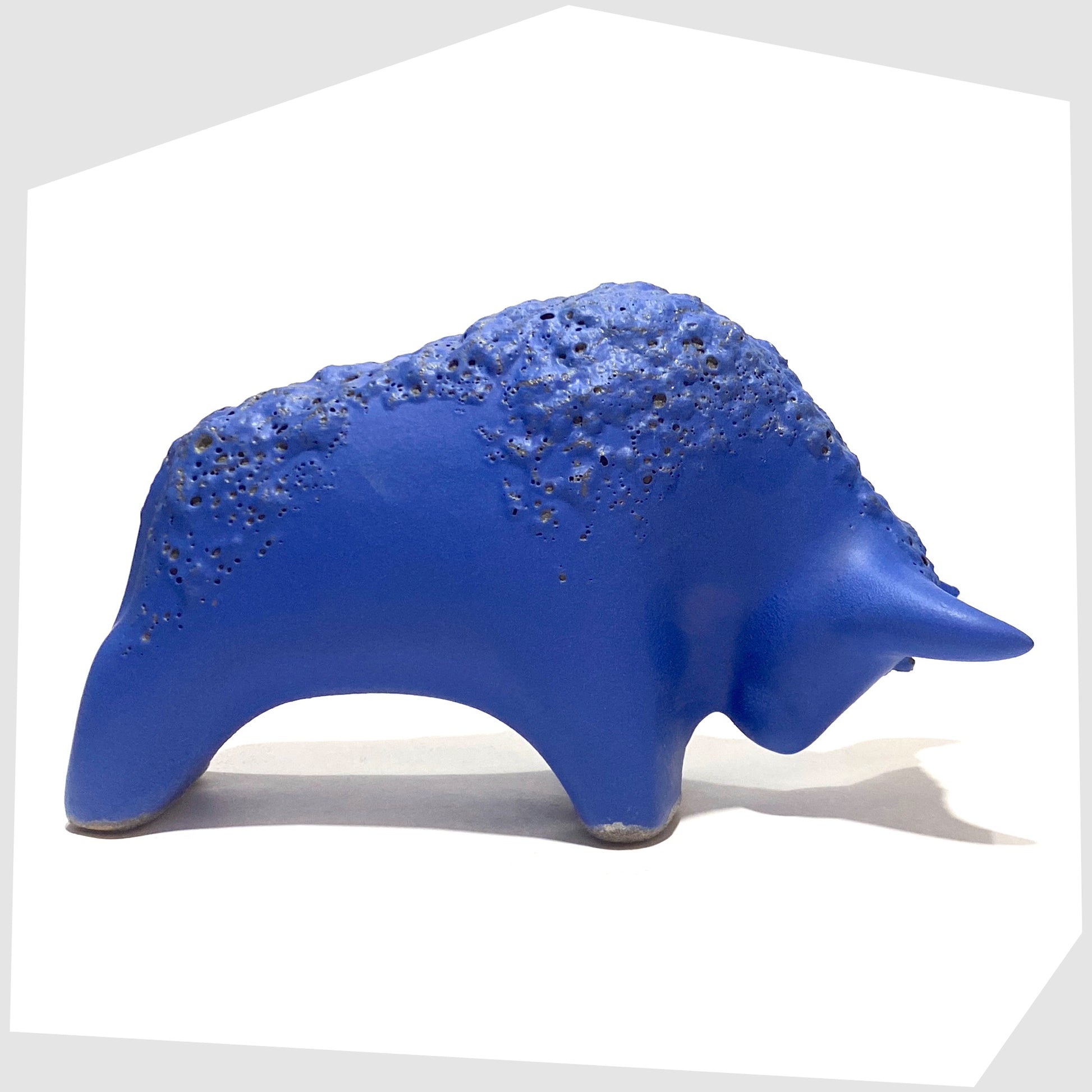 otto keramik ceramic bull sculpture glazed in an all over matte blue finish