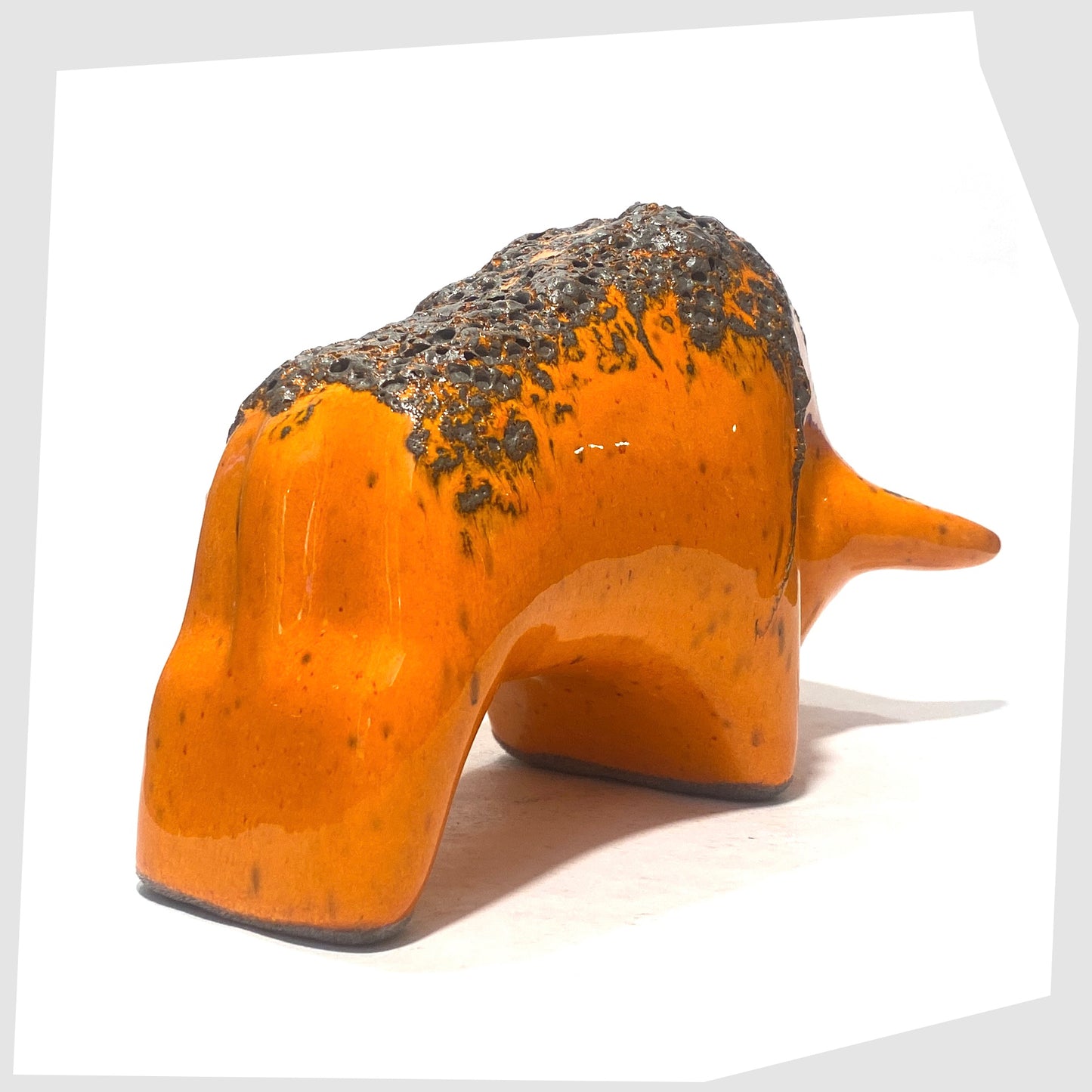 otto keramik ceramic bull ornament in vibrant orange with dark grey fat lava 