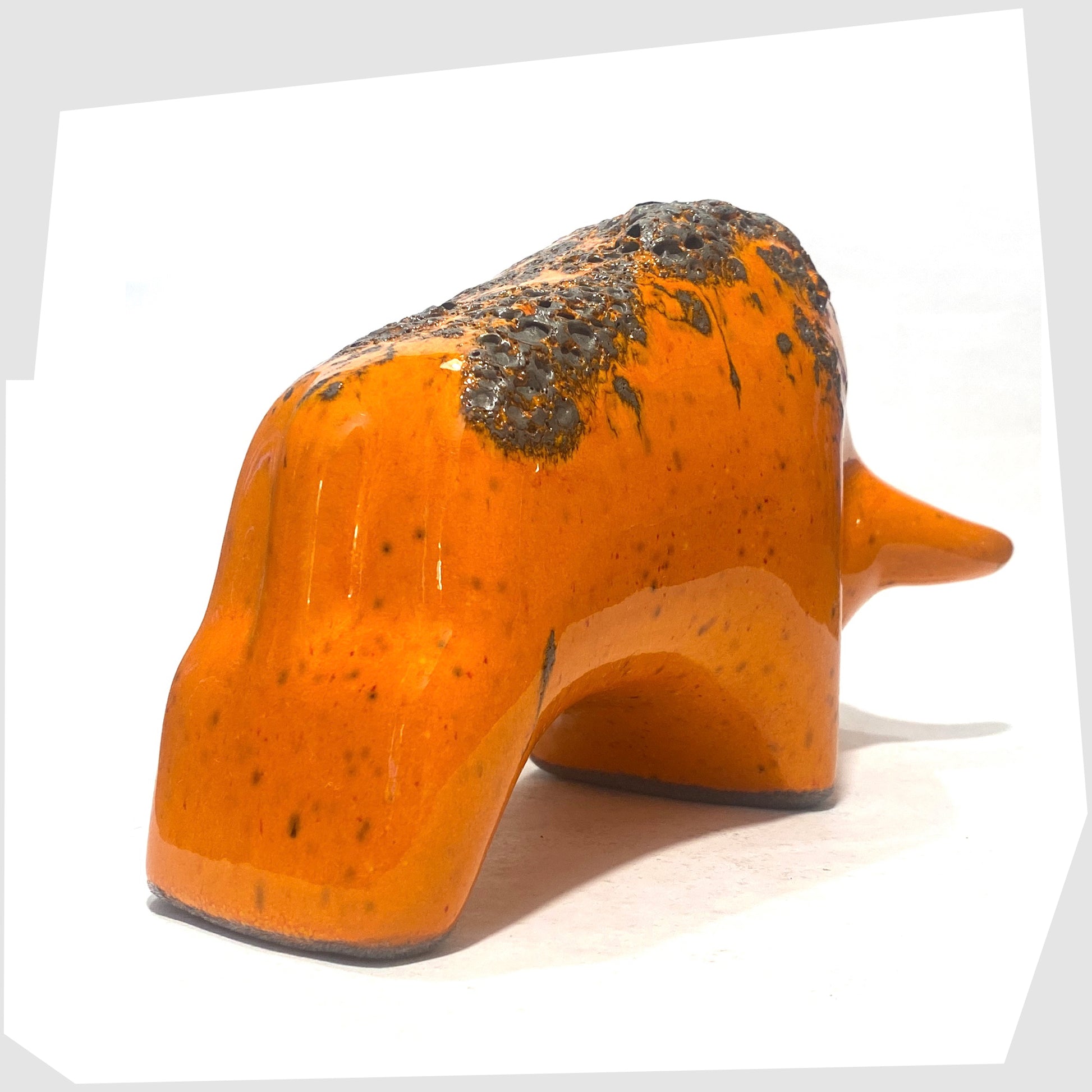 otto keramik ceramic bull ornament in vibrant orange with dark grey fat lava 