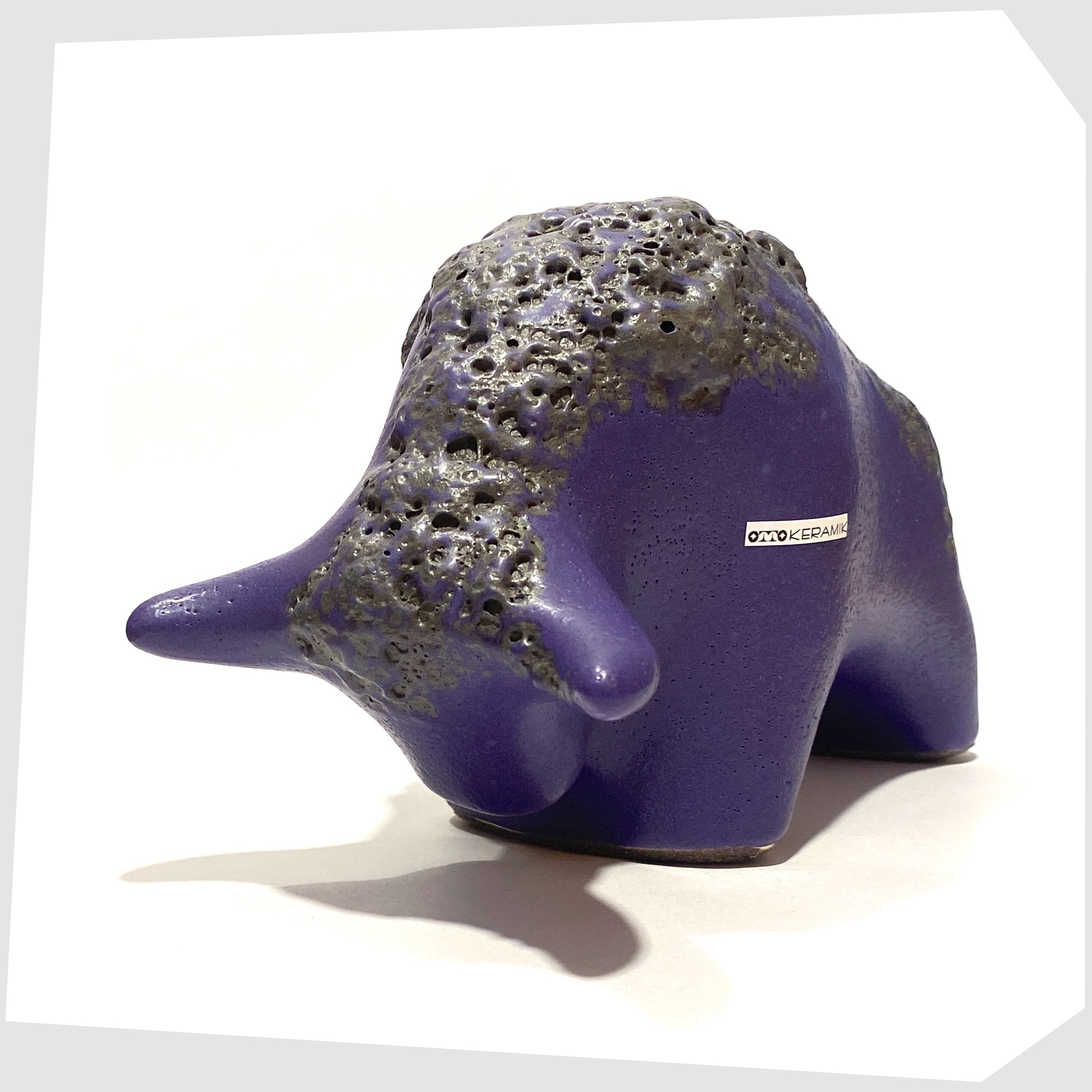 otto keramik ceramic bull in purple glaze with thick fat lava 