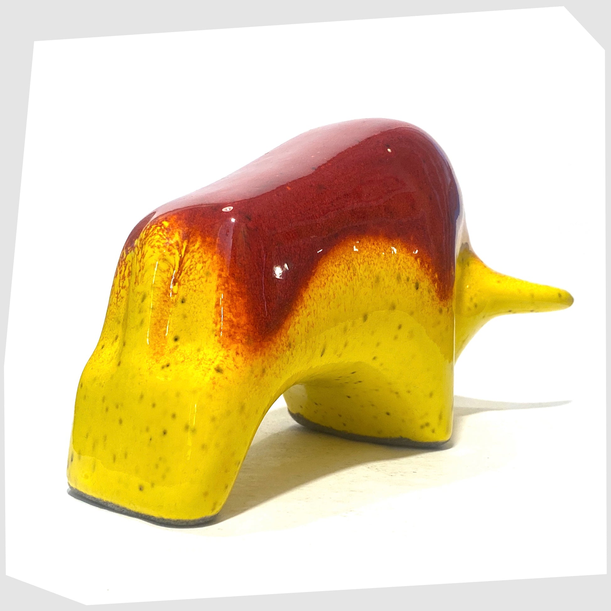 rear of the red over yellow glazed otto keramik bull