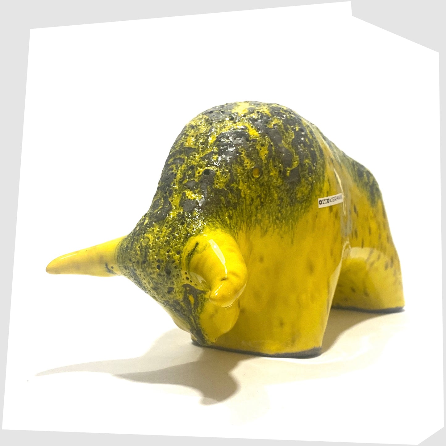 West German Pottery-style ceramic bull by Otto Keramik in yellow fat lava glaze