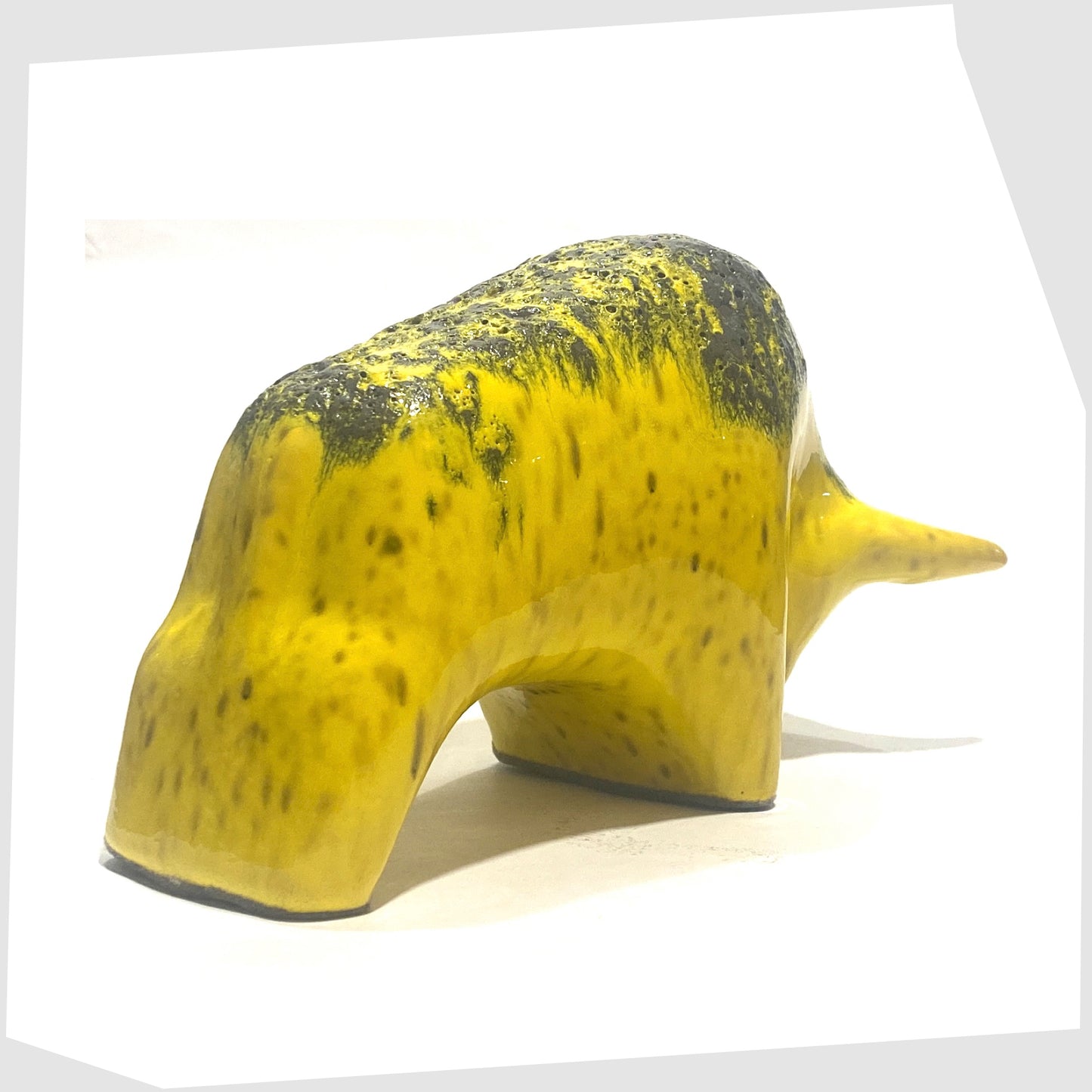 yellow glazed ceramic bull ornament by otto keramik, germany