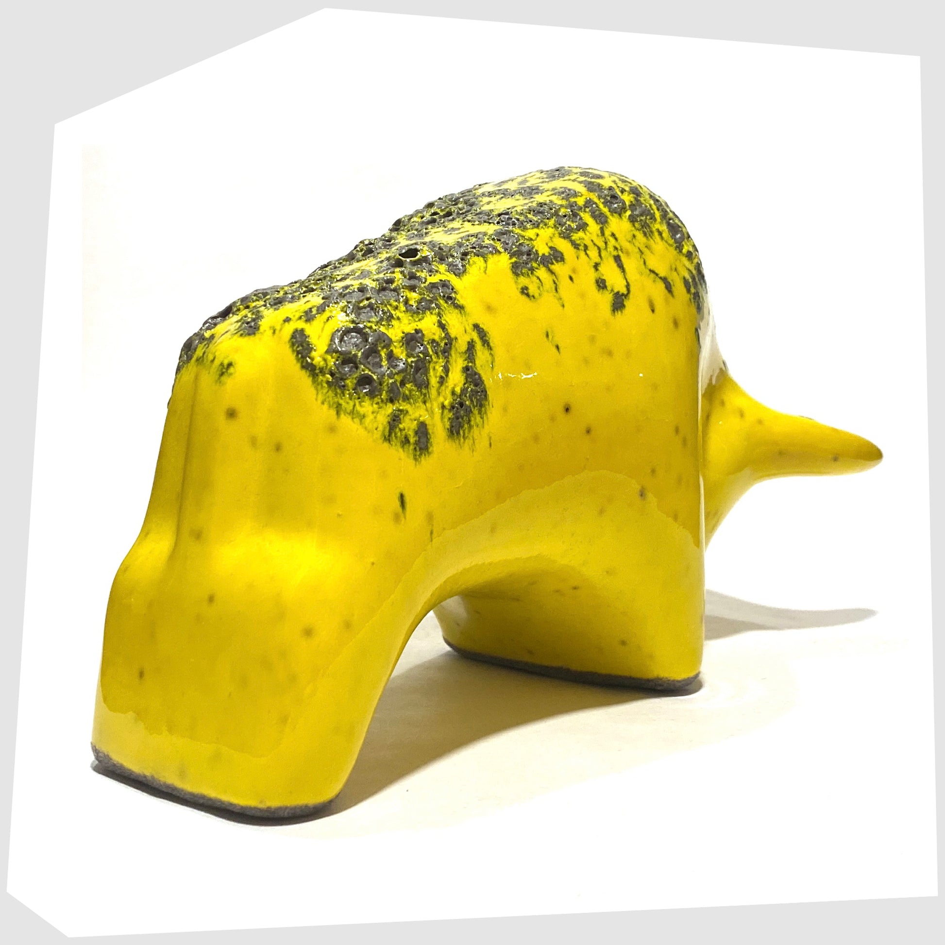 yellow glazed ceramic bull ornament by otto keramik, germany