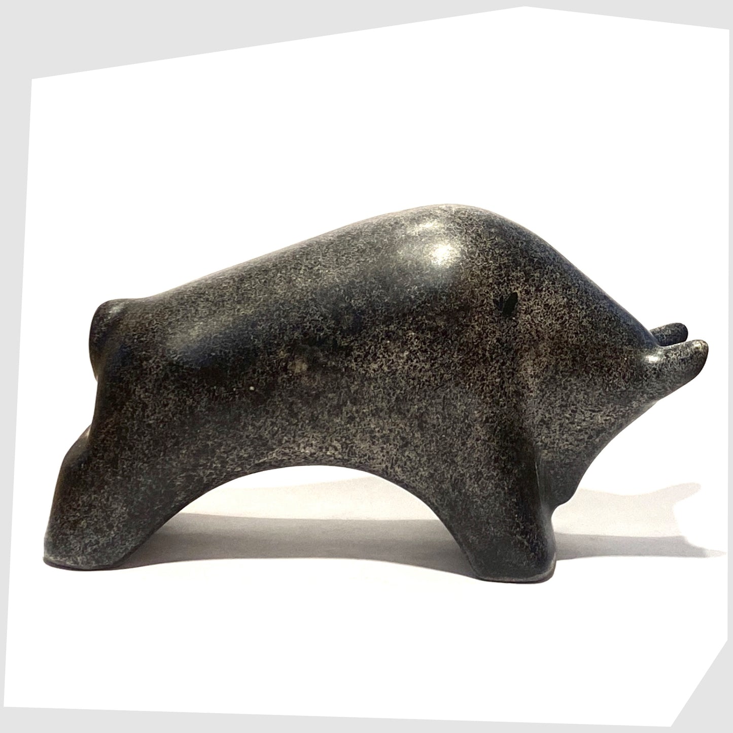 large otto keramik ceramic bull in bold black speckled glaze