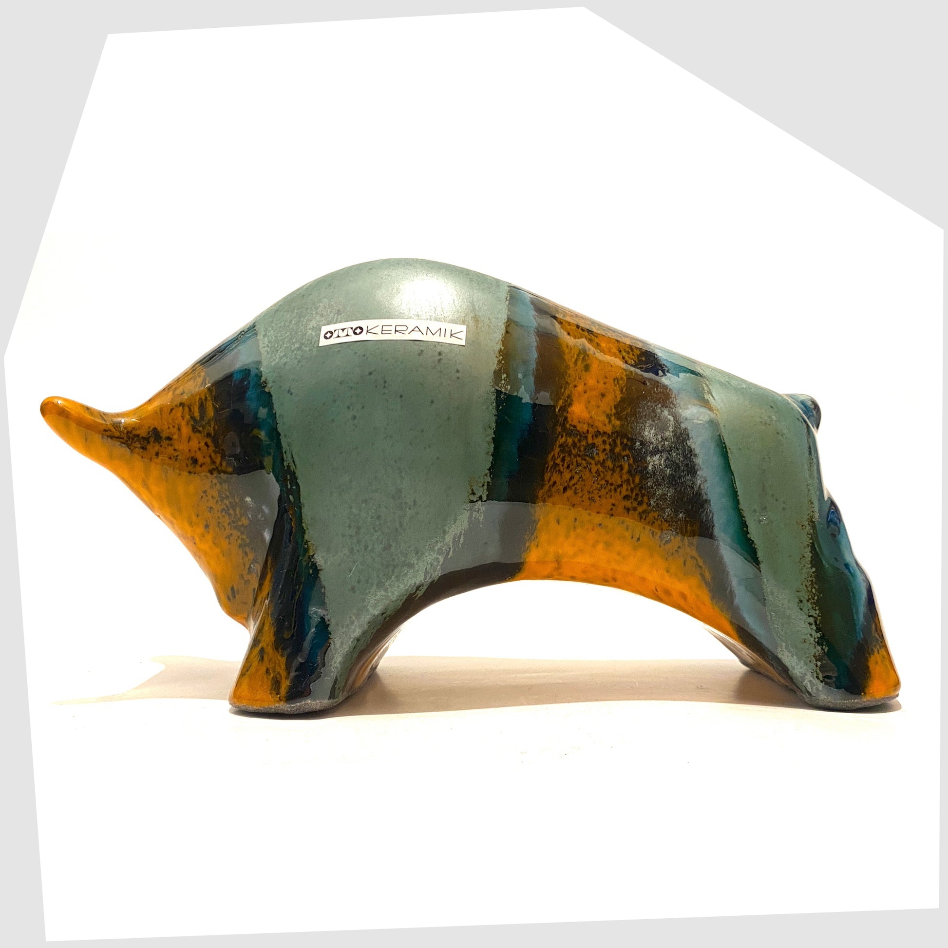 large-otto-keramik-bull-in-orange-and-green-peru-glaze