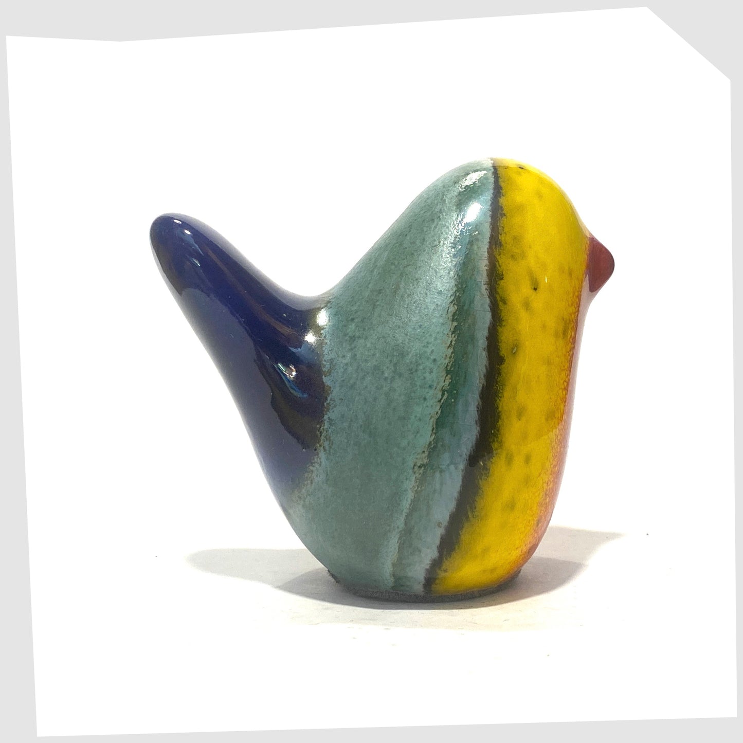 west german pottery-style ceramic bird in rainbow coloured glaze by otto keramik