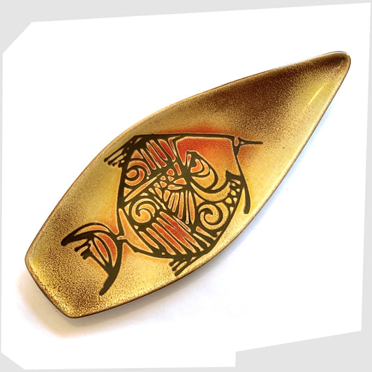 poole pottery aegean spear dish, shape 82, with fish design