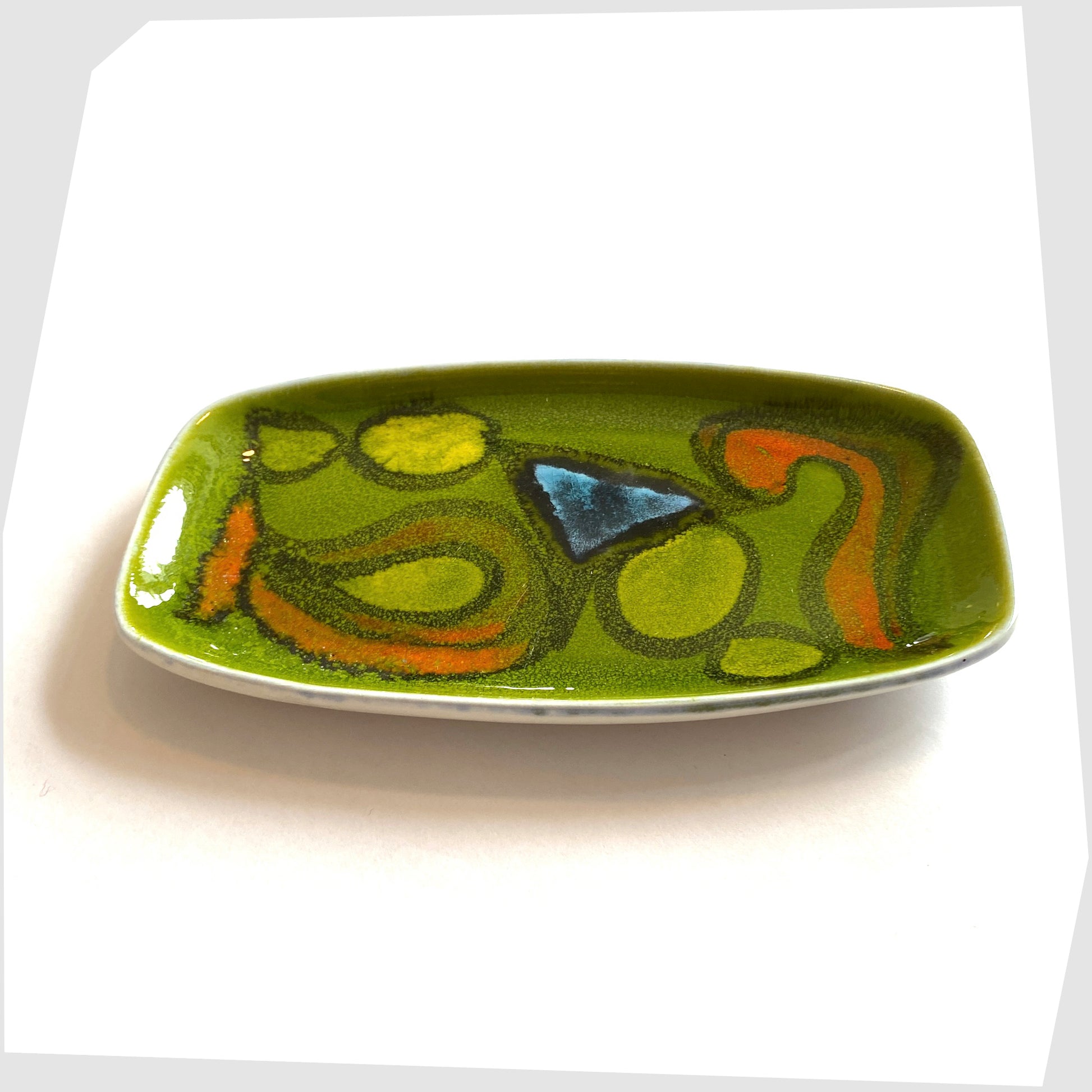 delphis glazed poole pottery pin dish, model 361, in vivid green glaze