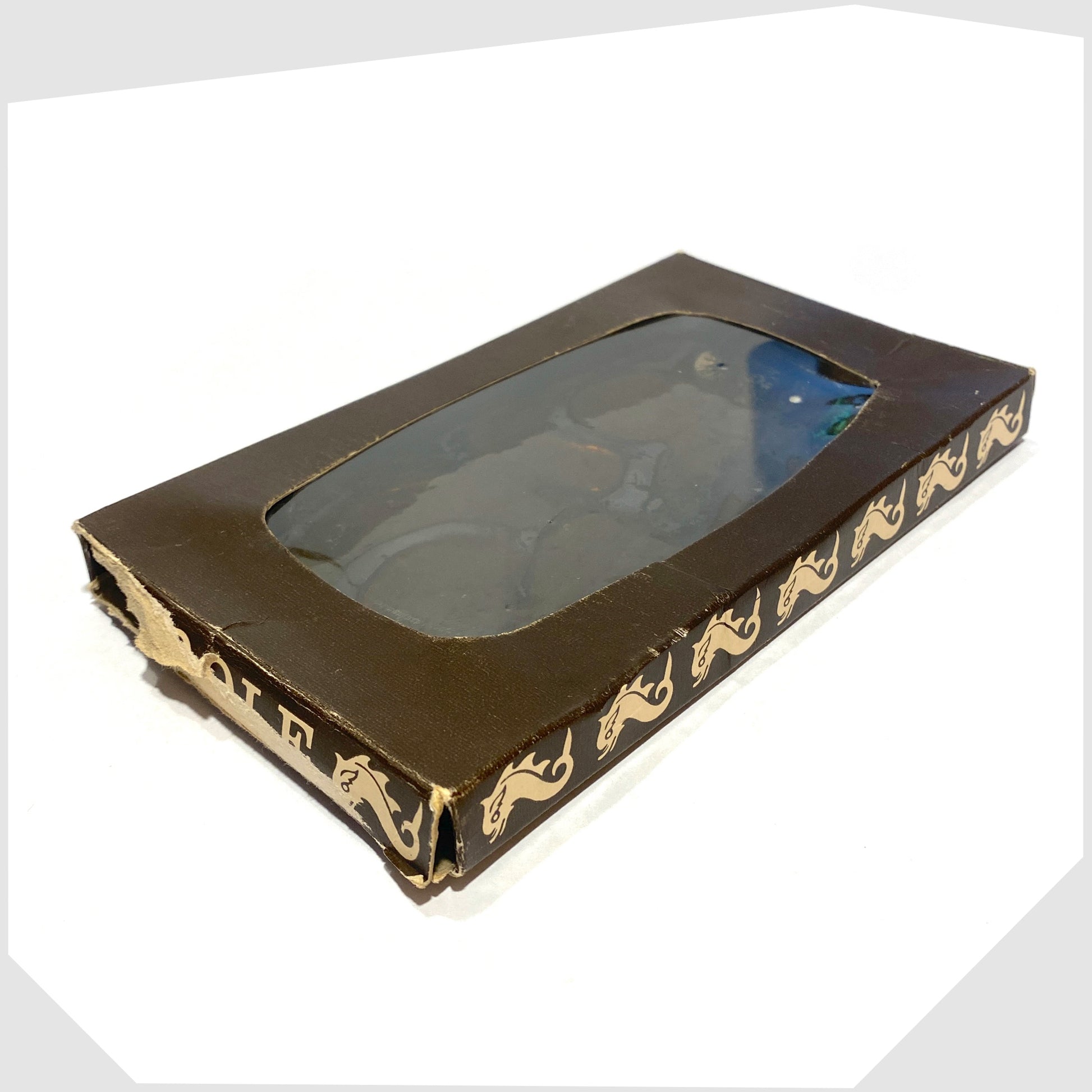 original retail packaging for the poole pottery delphis glazed pin dish