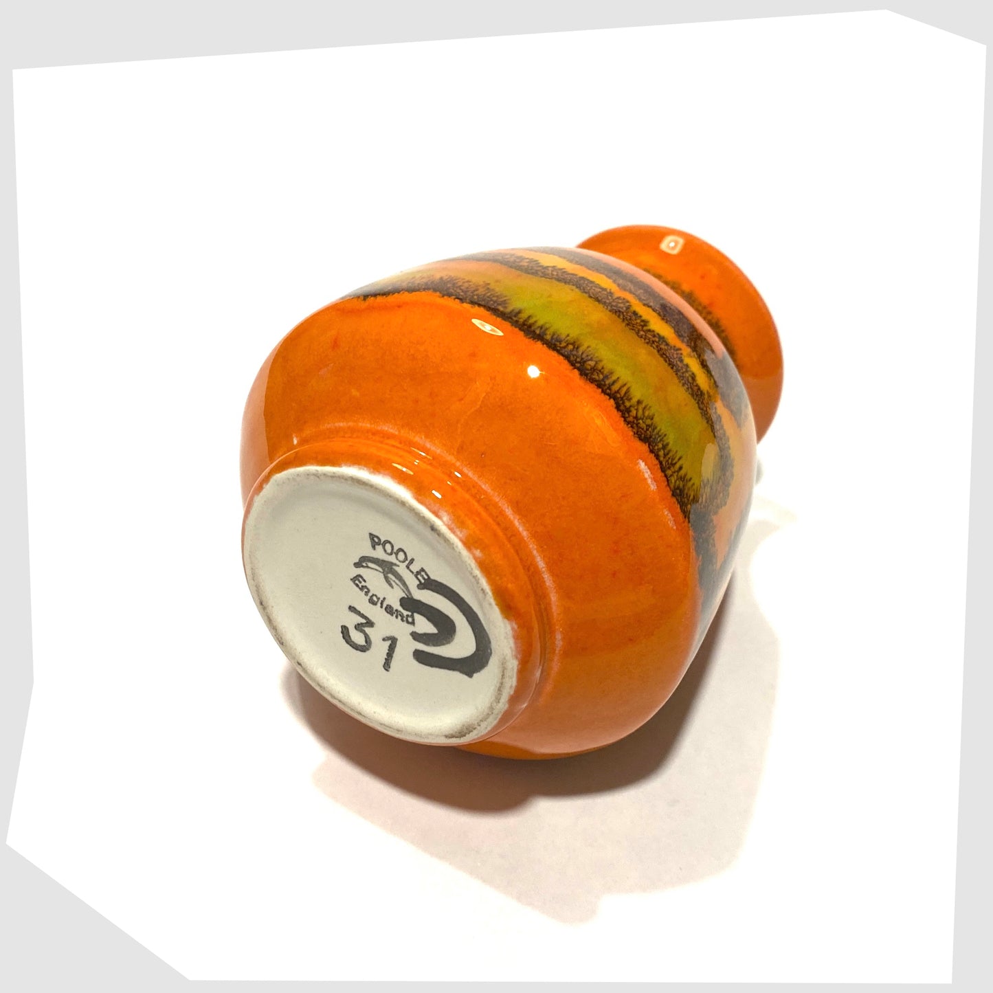 base of the  Poole Pottery Delphis Vase, marked as shape 31 and signed as CC for Carol Cutler