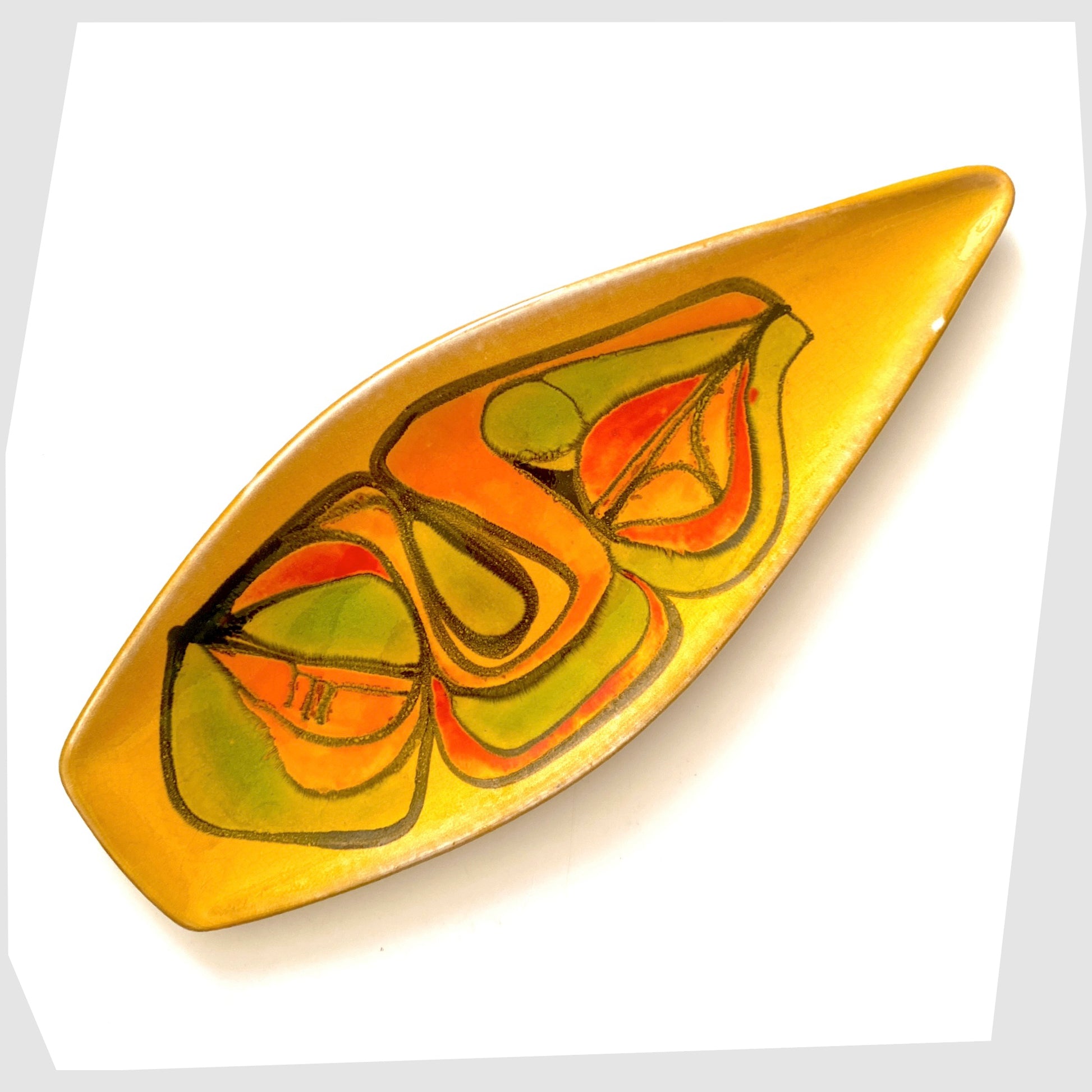 poole-pottery-large-delphis-spear-ish-model-82-decorated-in-a-flowing-design-of-mustard-yellow-orange-red-and-green