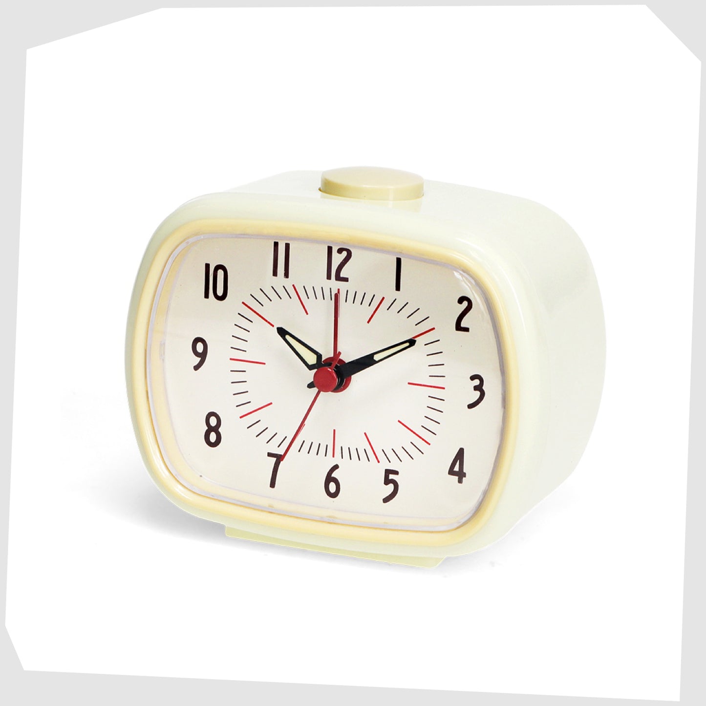 Cream Retro Alarm Clock, by Rex London, with beige numerical dial and casing