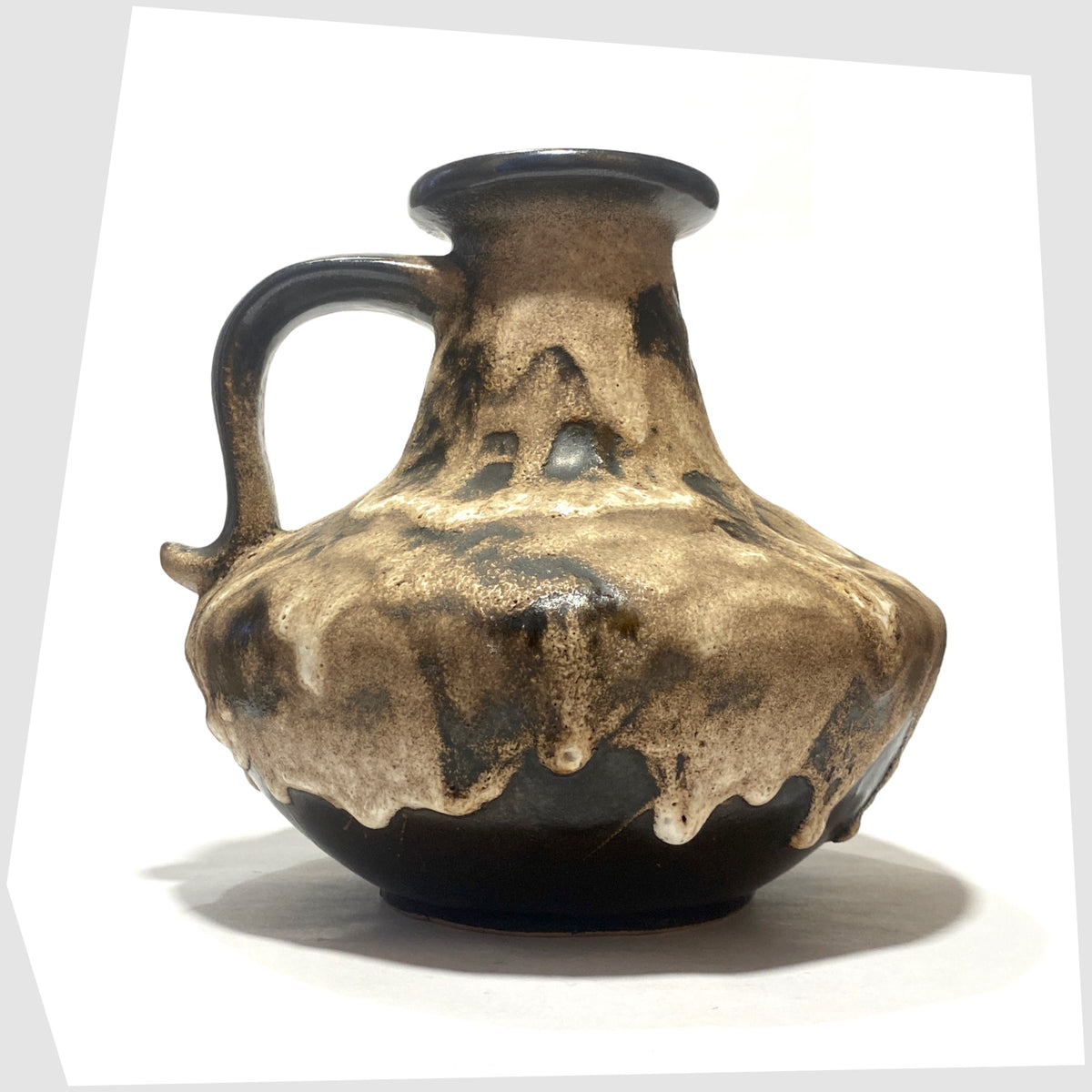 Ruscha Keramik 377-21 Vase in monochrome fat lava drip glaze