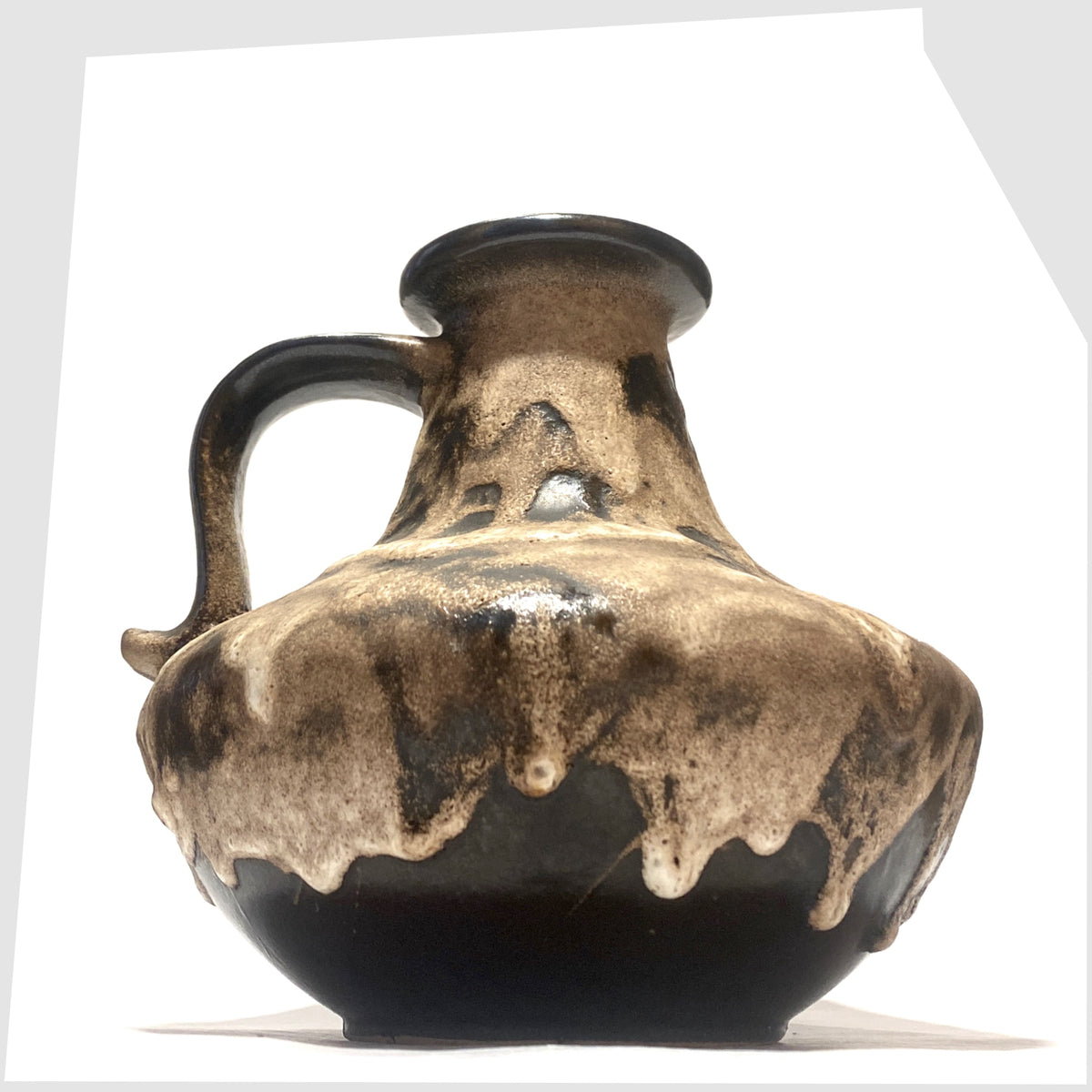 Ruscha Keramik model 377-21 Vase in monochrome fat lava drip glaze, shown on a white background