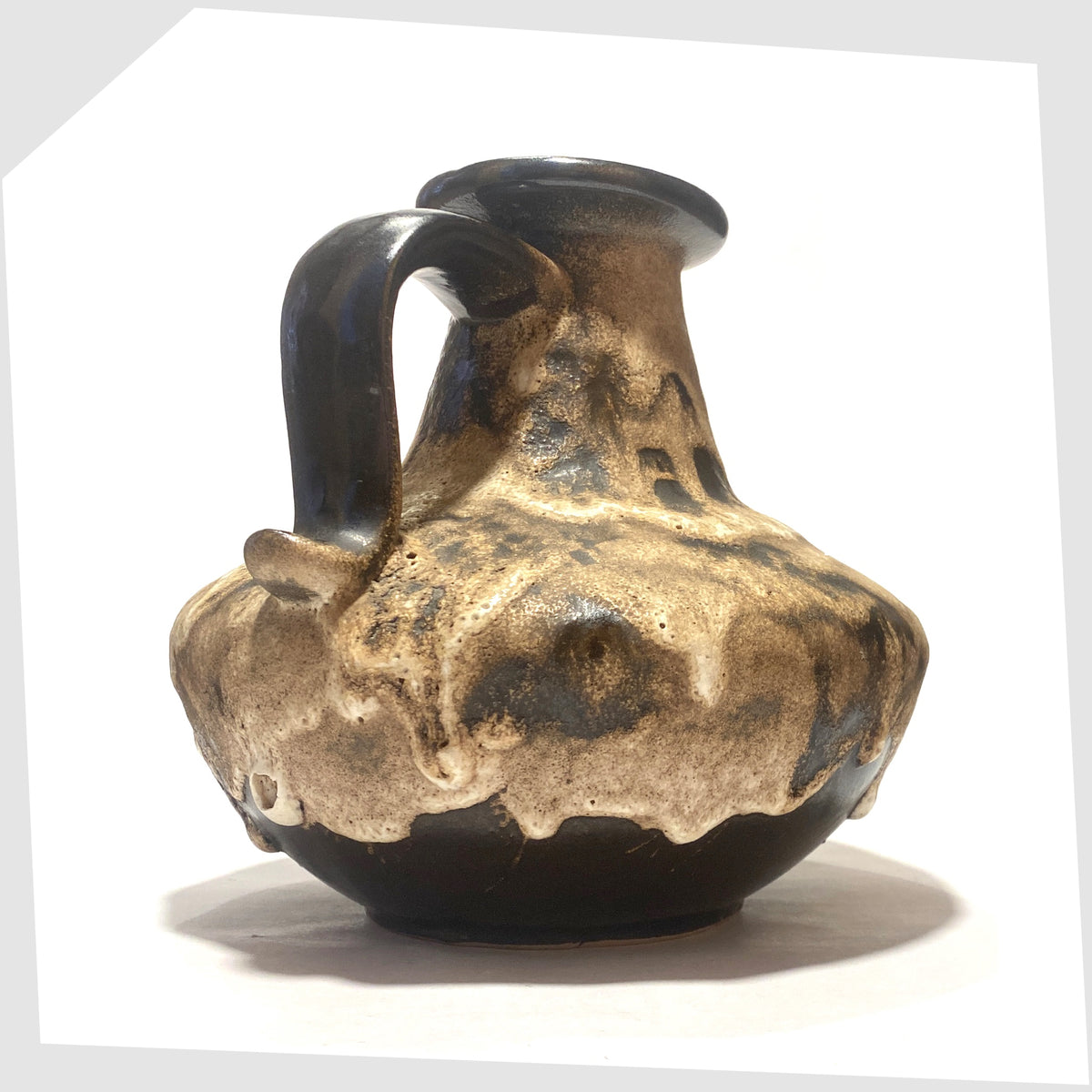 Ruscha Keramik 377-21 Vase in monochrome fat lava drip glaze, shown on a white background