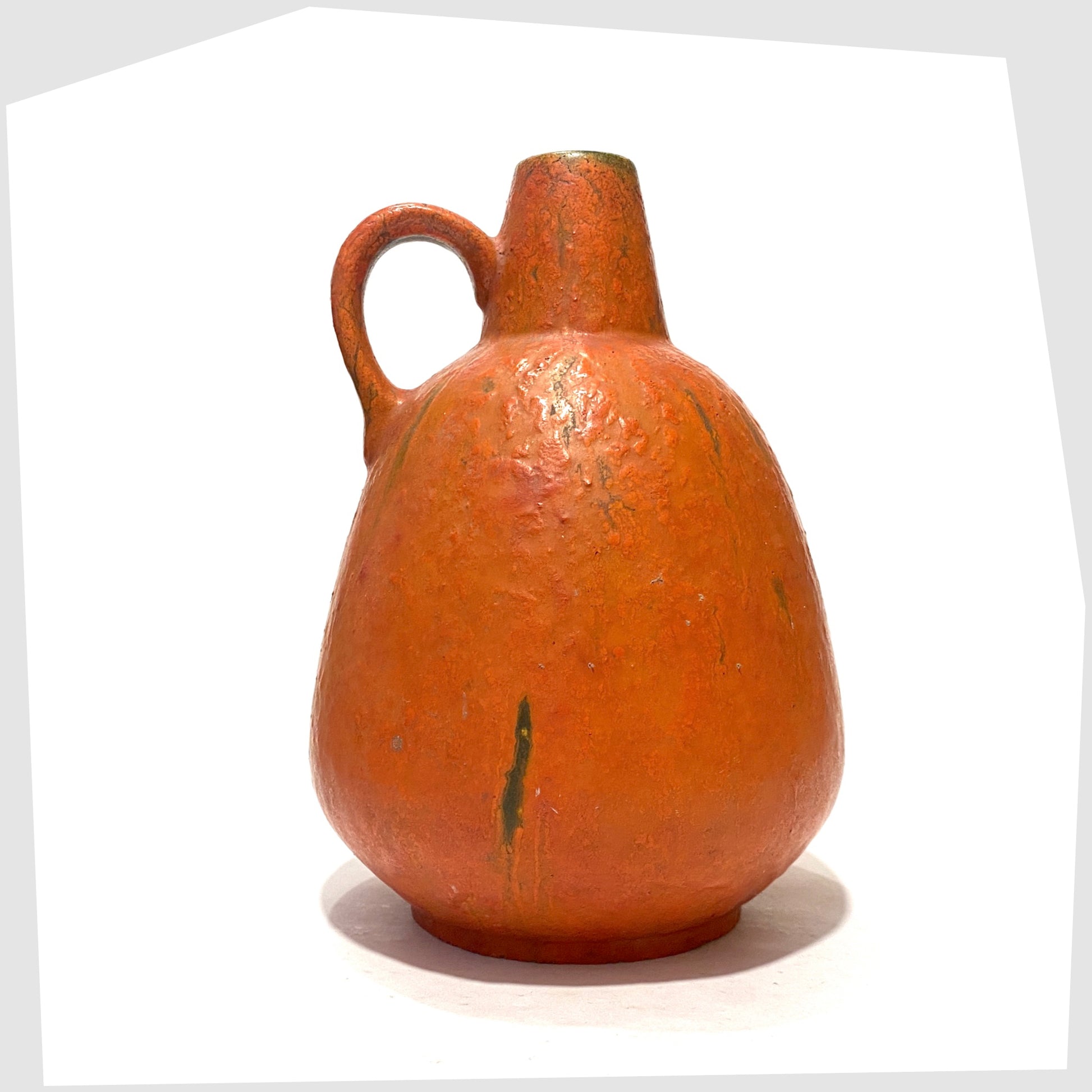 Ruscha Keramik Vase in matte volcanic orange glaze, shown on a white background