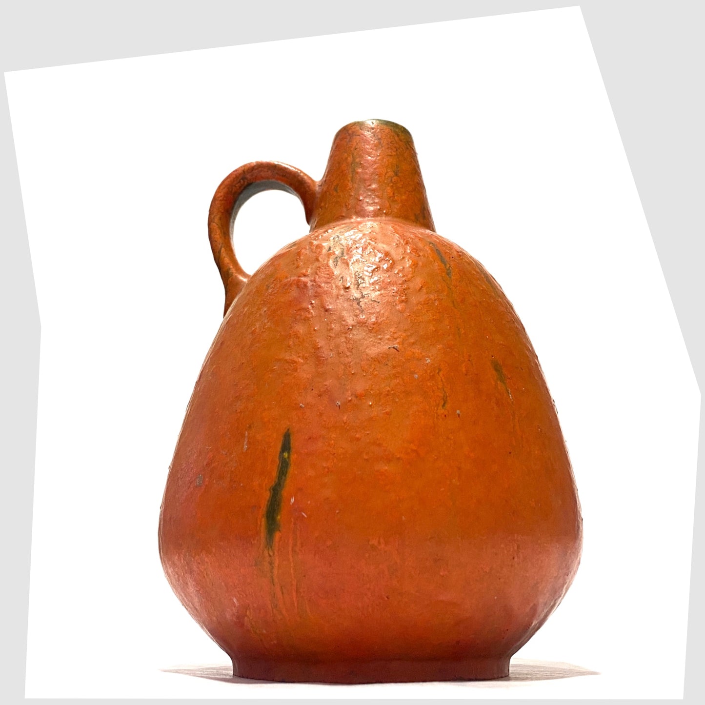 West German Ruscha Keramik Vase in matte volcanic orange glaze, shown on a white background