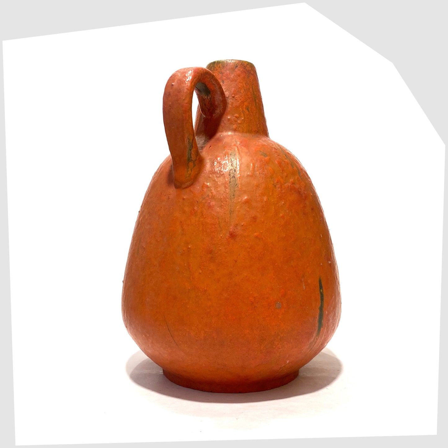 West German Pottery Ruscha Keramik Vase in matte volcanic orange glaze, shown on a white background