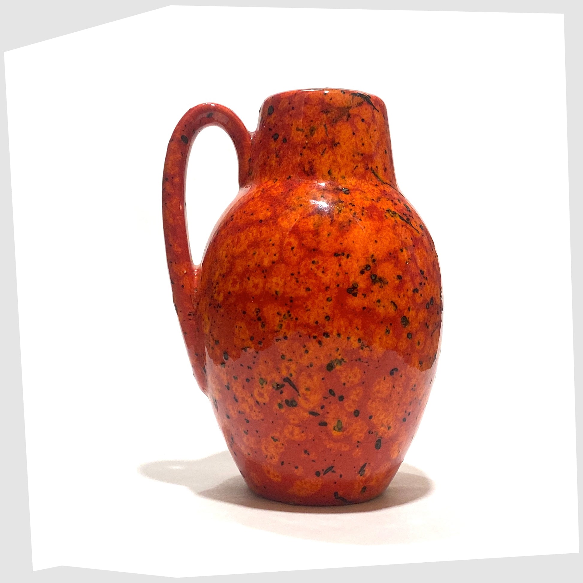Scheurich Keramik 414-16 Vase in orange and red flecked glaze with black speckles