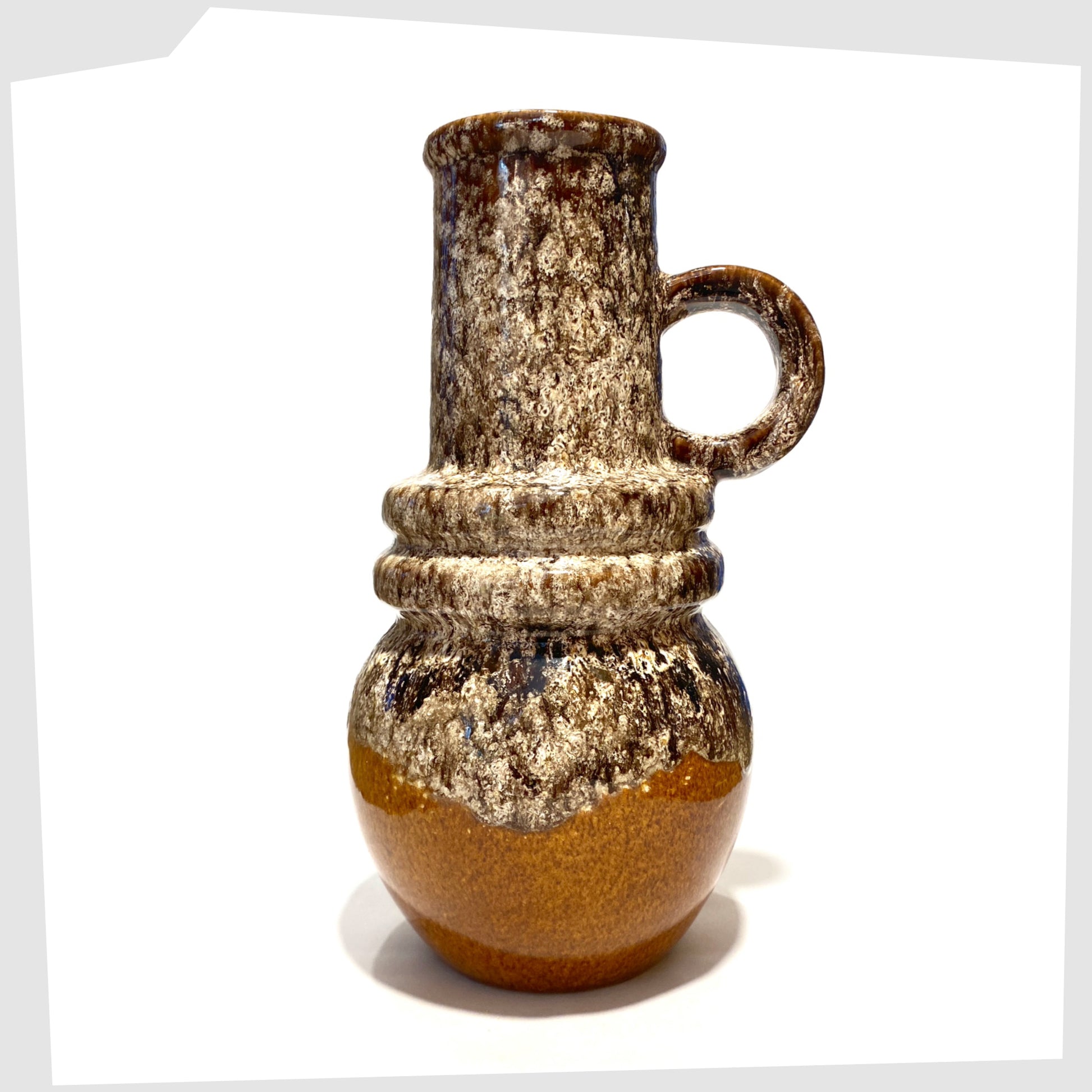 scheurich keramik, model 428-26, vase in. amber glaze with fat lava glazing