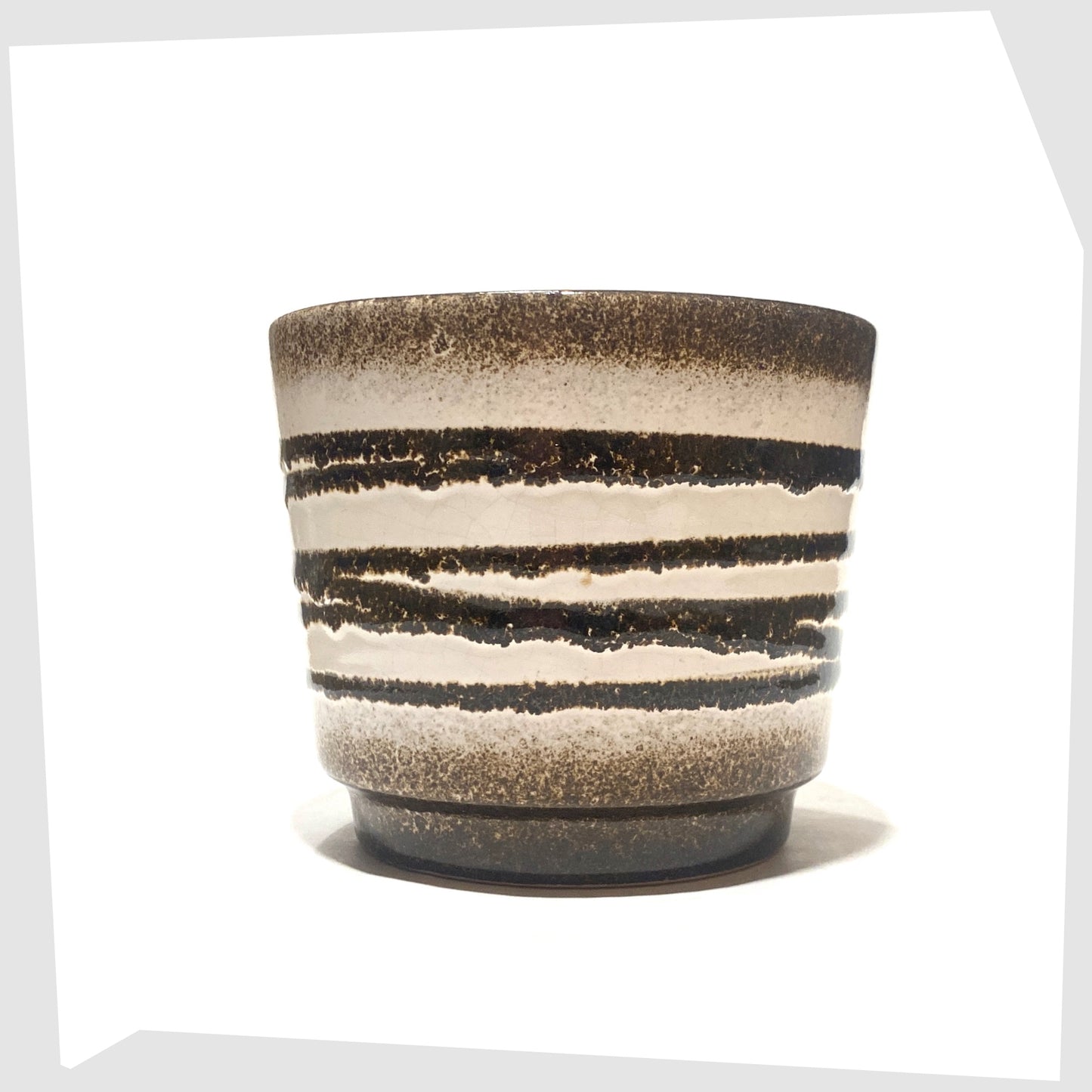 vintage scheurich keramik 806-12 planter finished in a monochrome glaze with fat lava swirls